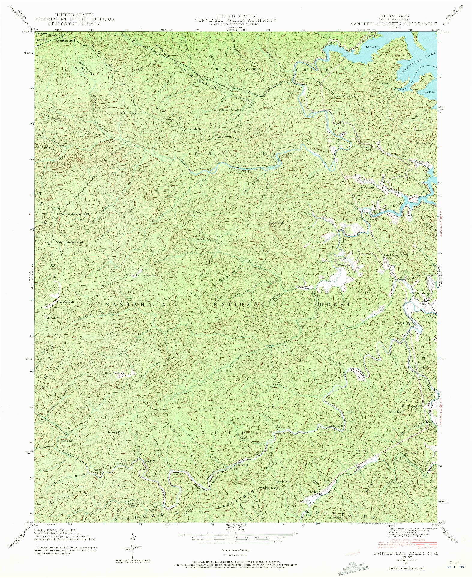 USGS 1:24000-SCALE QUADRANGLE FOR SANTEETLAH CREEK, NC 1940
