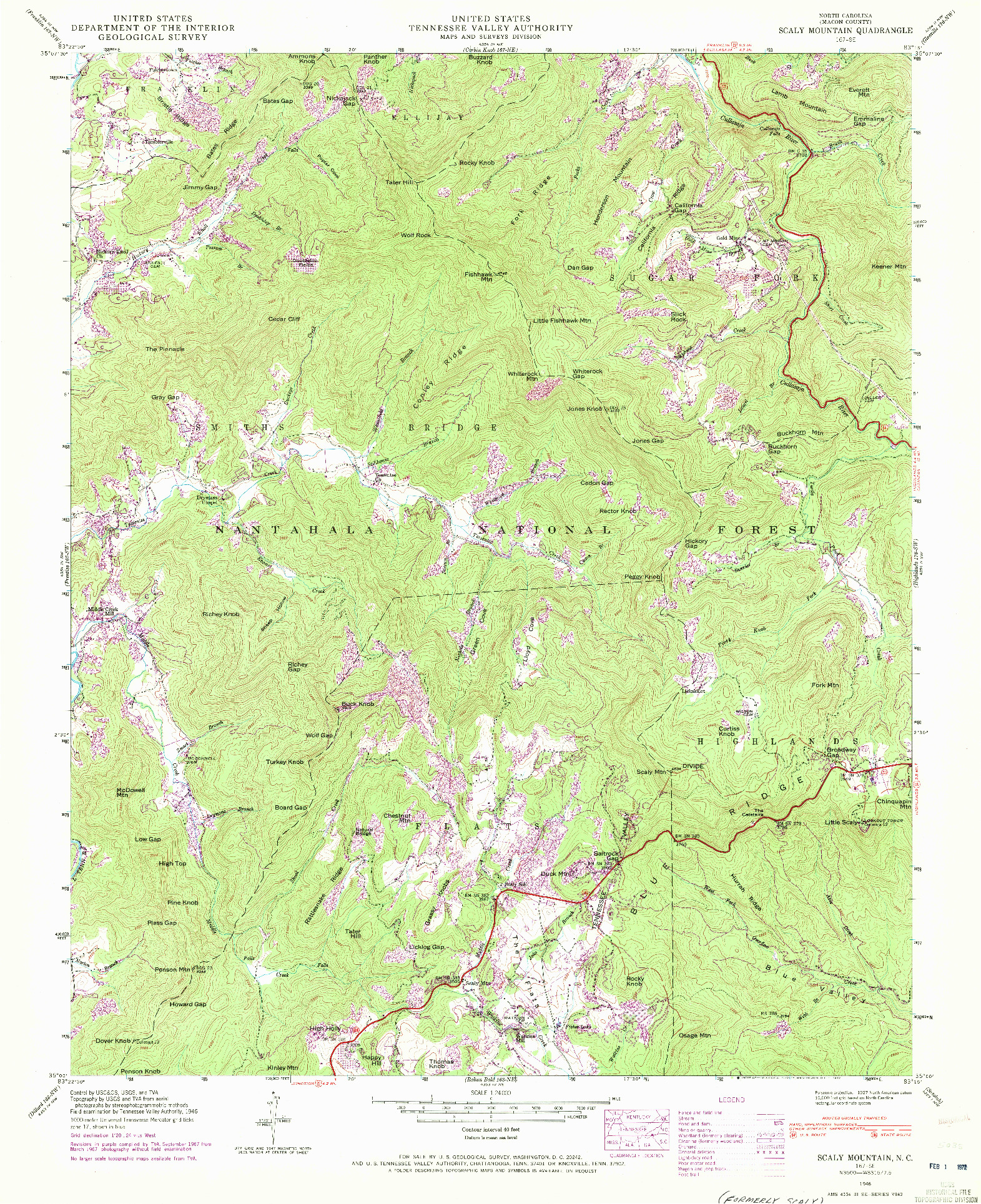 USGS 1:24000-SCALE QUADRANGLE FOR SCALY MOUNTAIN, NC 1946