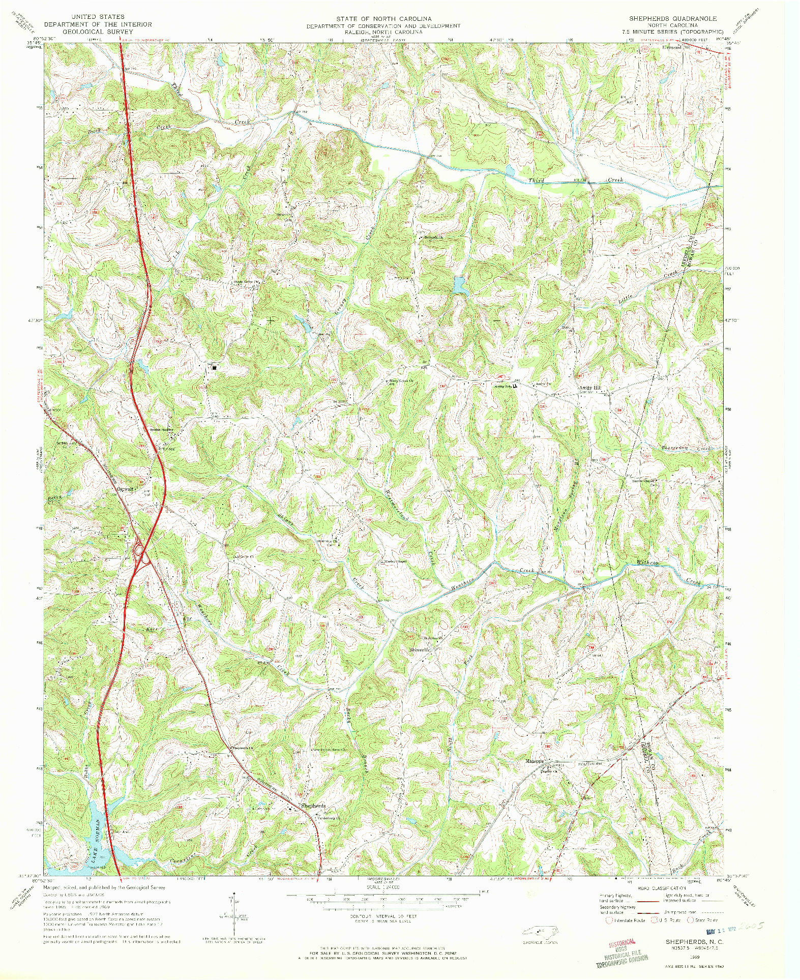 USGS 1:24000-SCALE QUADRANGLE FOR SHEPHERDS, NC 1969
