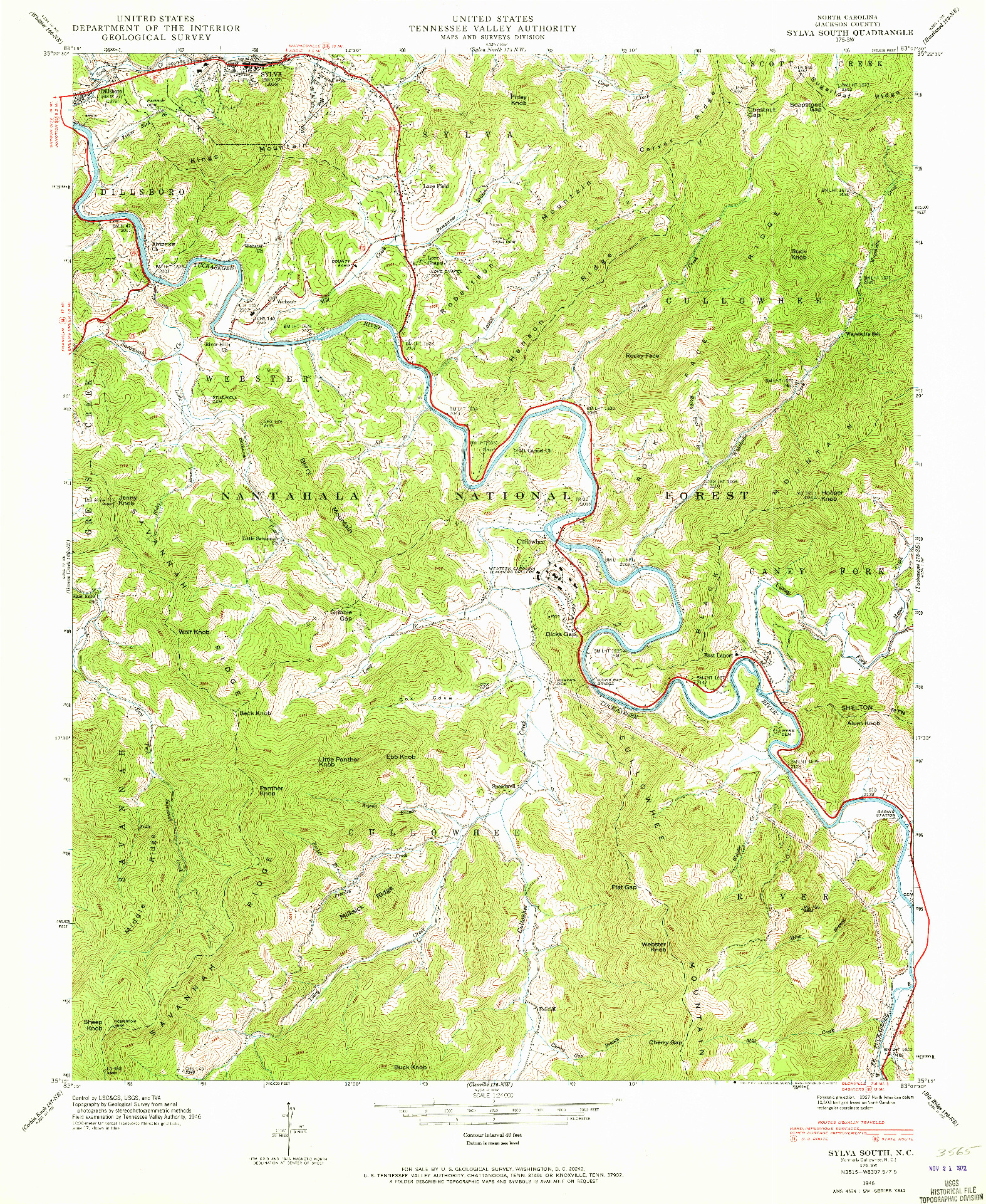 USGS 1:24000-SCALE QUADRANGLE FOR SYLVA SOUTH, NC 1946