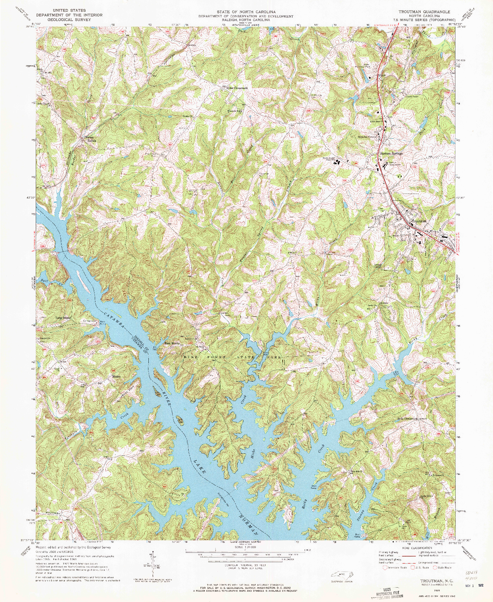 USGS 1:24000-SCALE QUADRANGLE FOR TROUTMAN, NC 1969