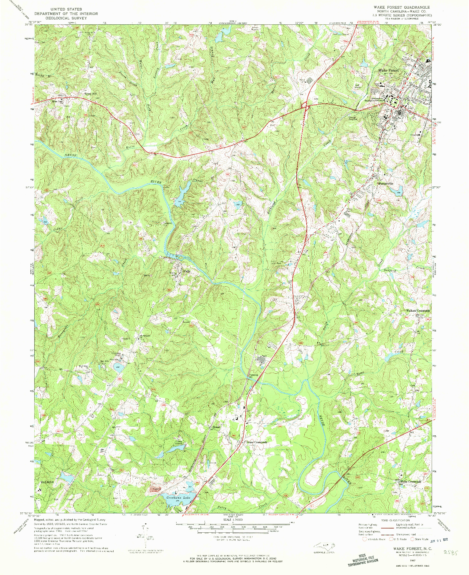 USGS 1:24000-SCALE QUADRANGLE FOR WAKE FOREST, NC 1967