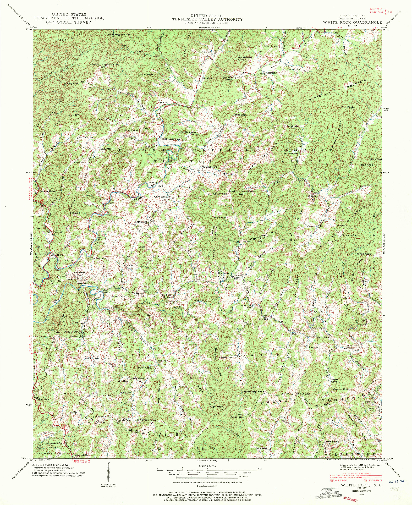 USGS 1:24000-SCALE QUADRANGLE FOR WHITE ROCK, NC 1939