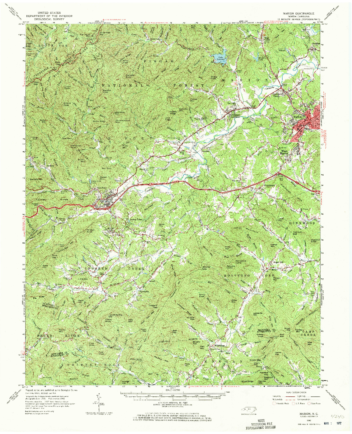 USGS 1:62500-SCALE QUADRANGLE FOR MARION, NC 1962