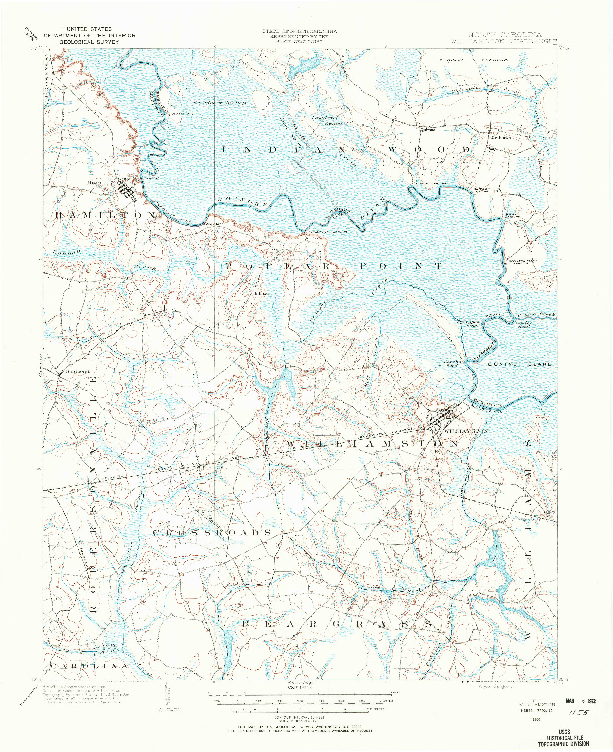 USGS 1:62500-SCALE QUADRANGLE FOR WIILLAMSTON, NC 1901