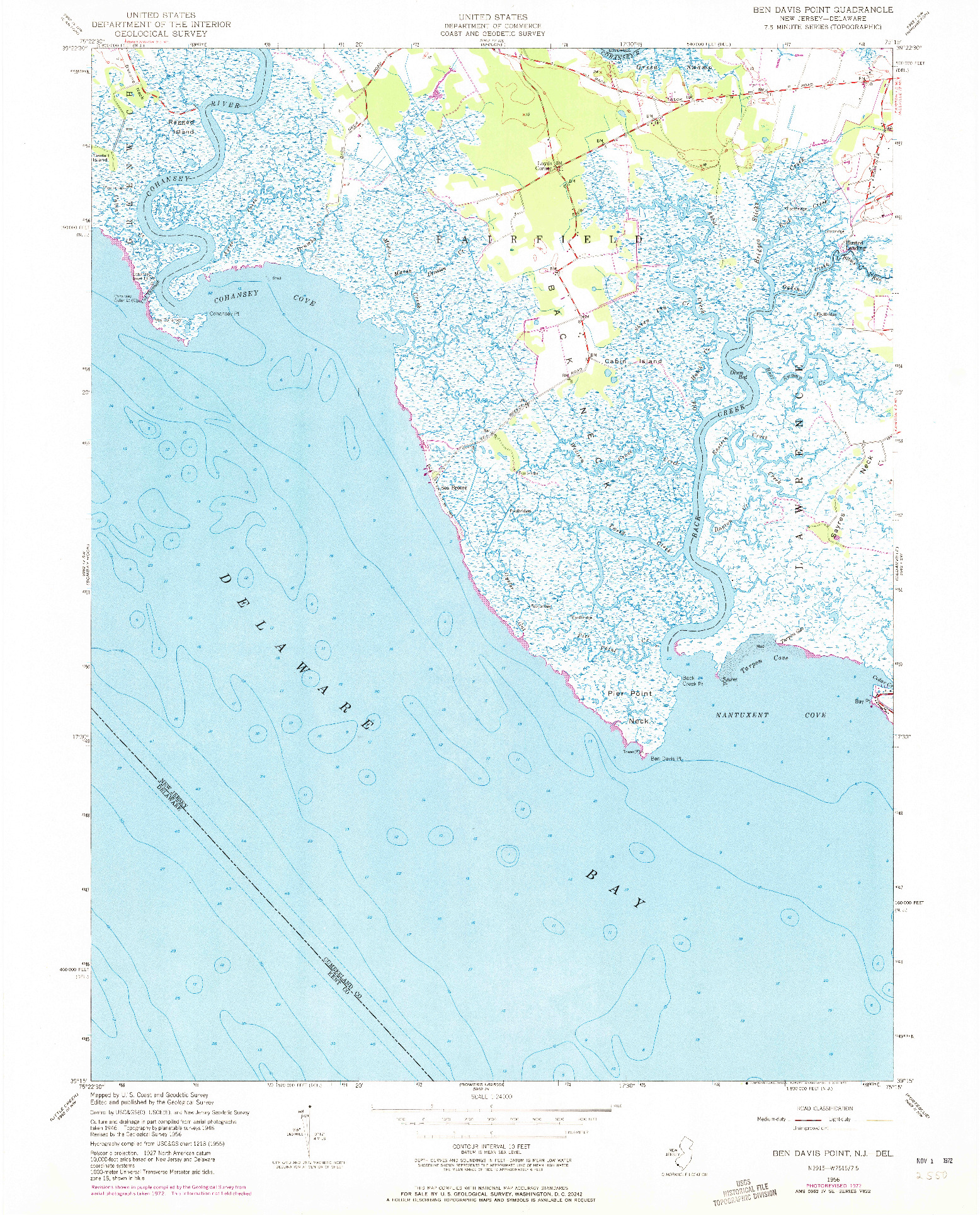 USGS 1:24000-SCALE QUADRANGLE FOR BEN DAVIS POINT, NJ 1956