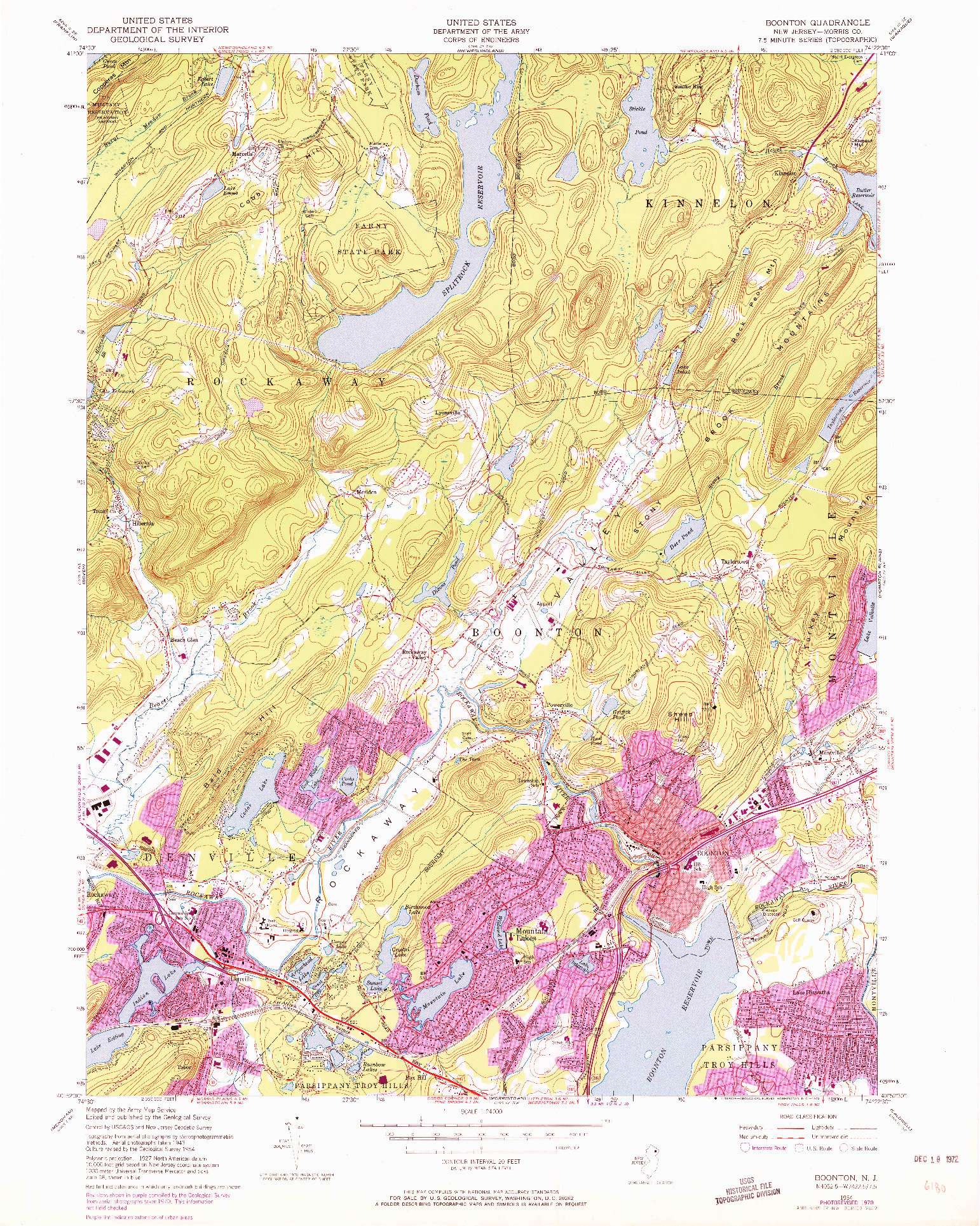 USGS 1:24000-SCALE QUADRANGLE FOR BOONTON, NJ 1954