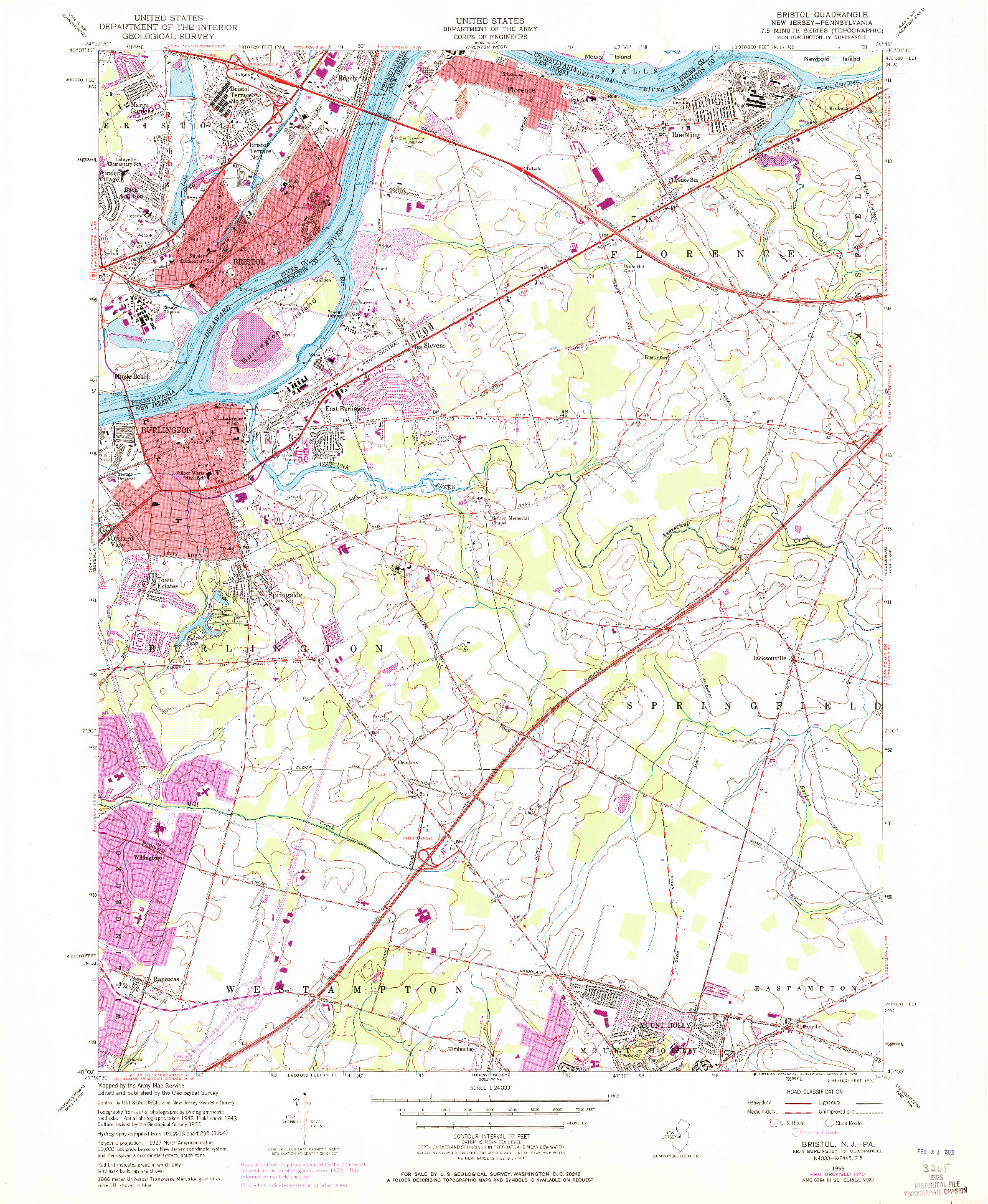 USGS 1:24000-SCALE QUADRANGLE FOR BRISTOL, NJ 1955