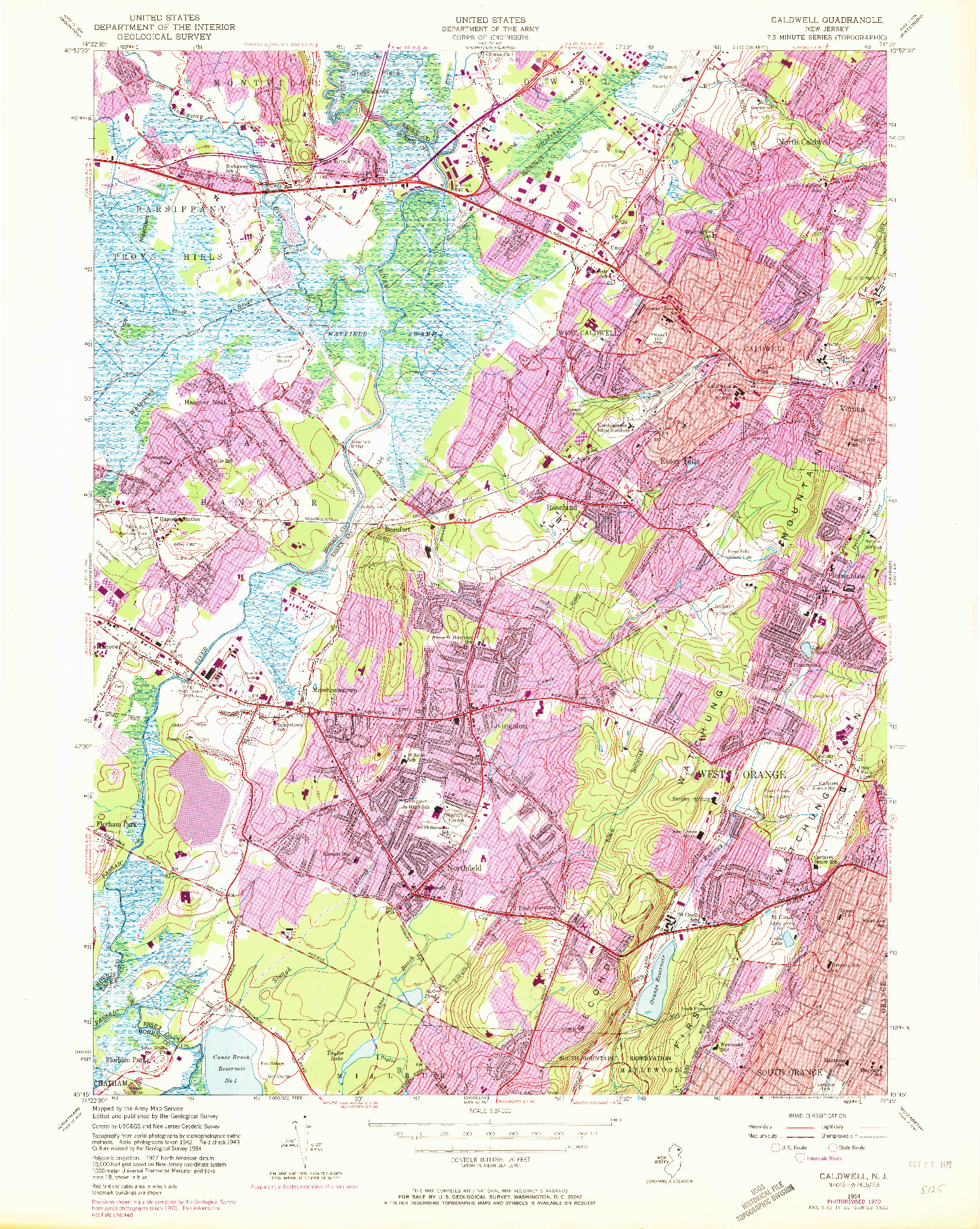 USGS 1:24000-SCALE QUADRANGLE FOR CALDWELL, NJ 1954