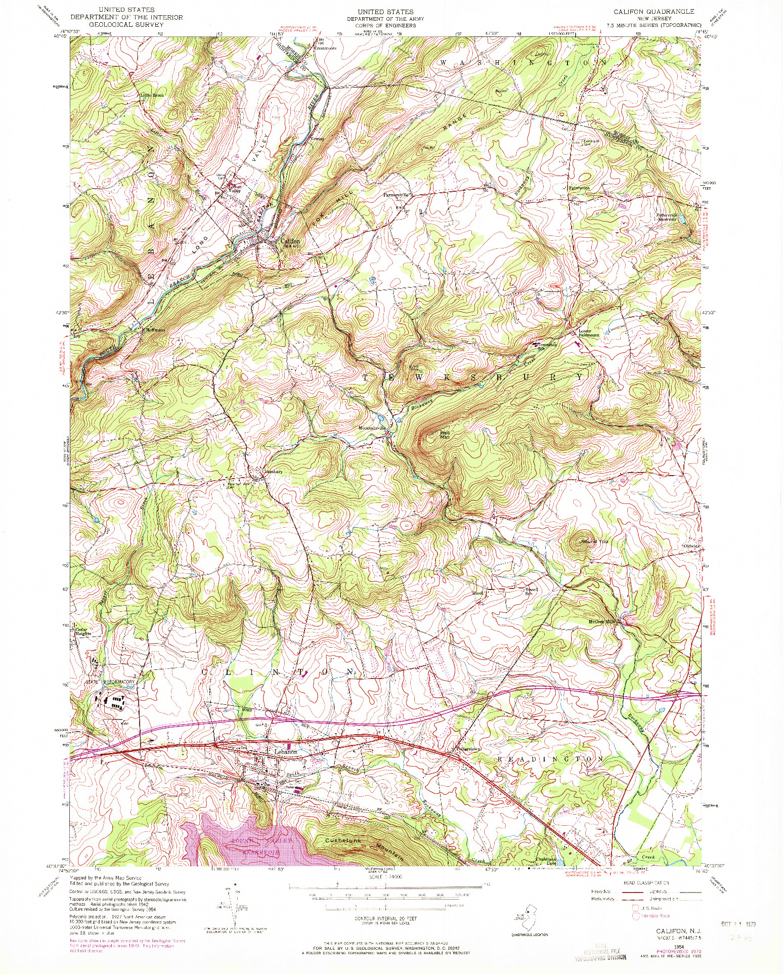 USGS 1:24000-SCALE QUADRANGLE FOR CALIFON, NJ 1954