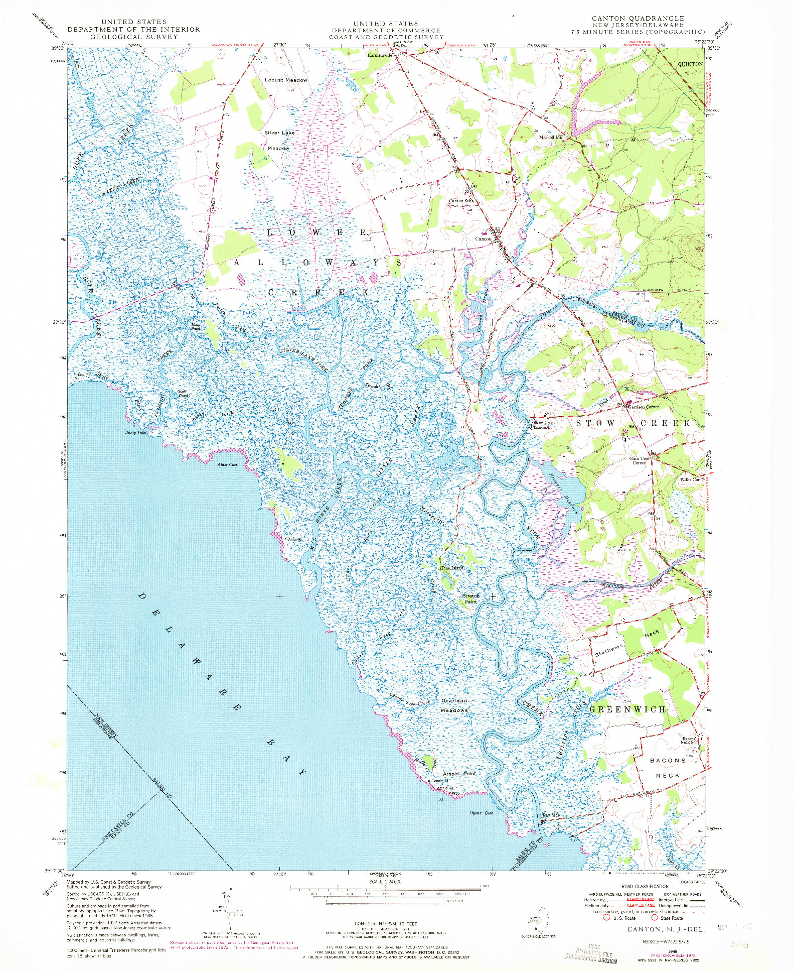 USGS 1:24000-SCALE QUADRANGLE FOR CANTON, NJ 1948