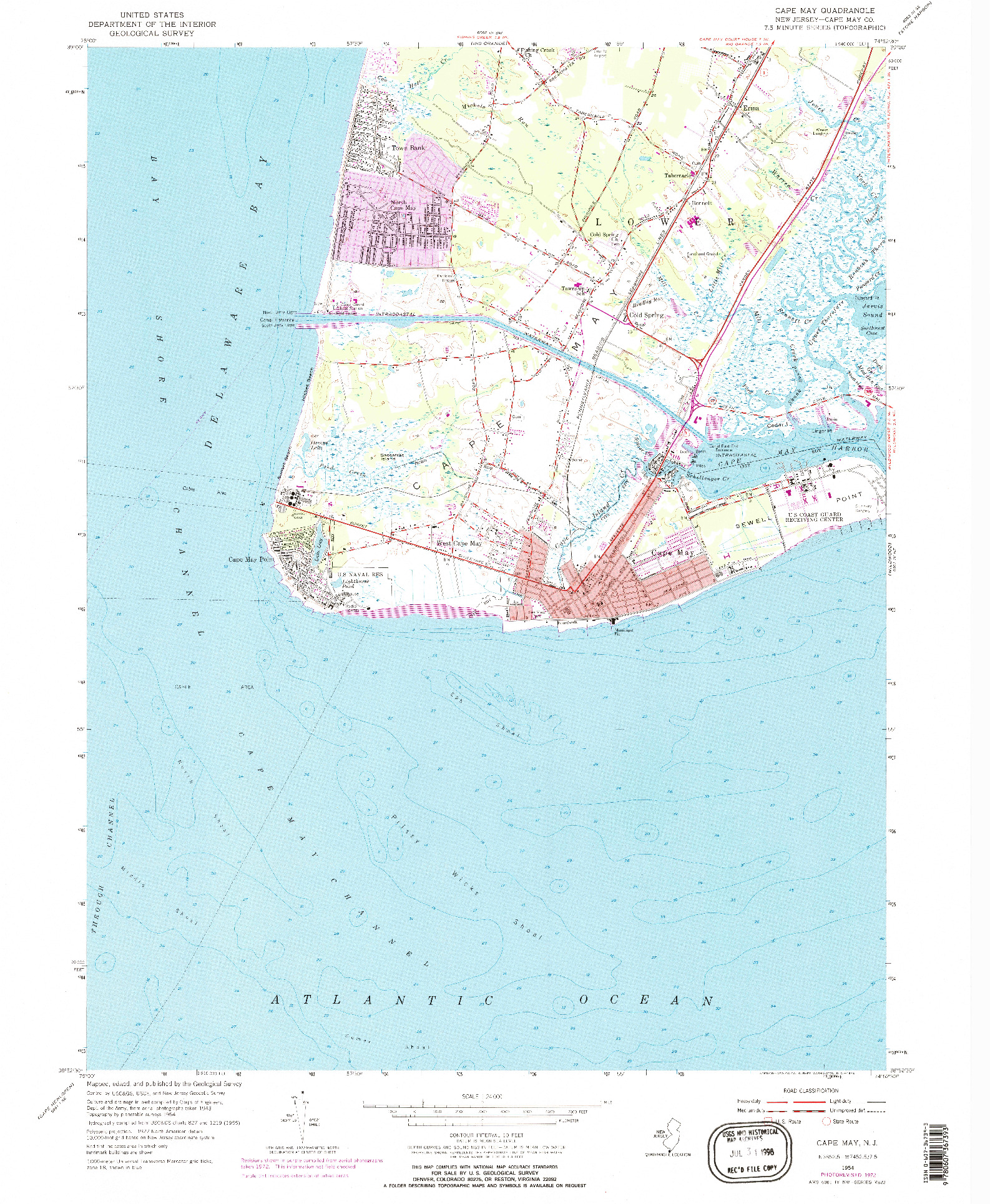 USGS 1:24000-SCALE QUADRANGLE FOR CAPE MAY, NJ 1954