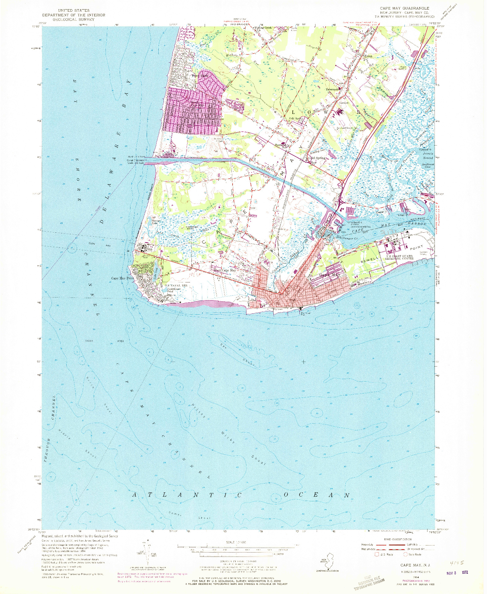 USGS 1:24000-SCALE QUADRANGLE FOR CAPE MAY, NJ 1954