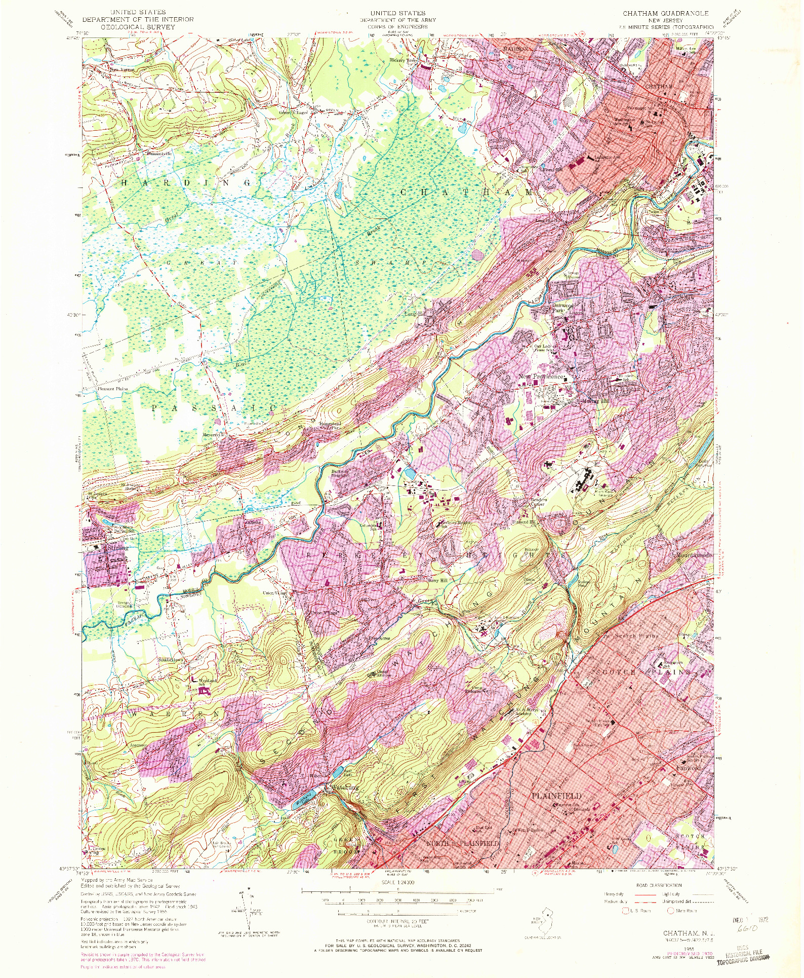 USGS 1:24000-SCALE QUADRANGLE FOR CHATHAM, NJ 1955