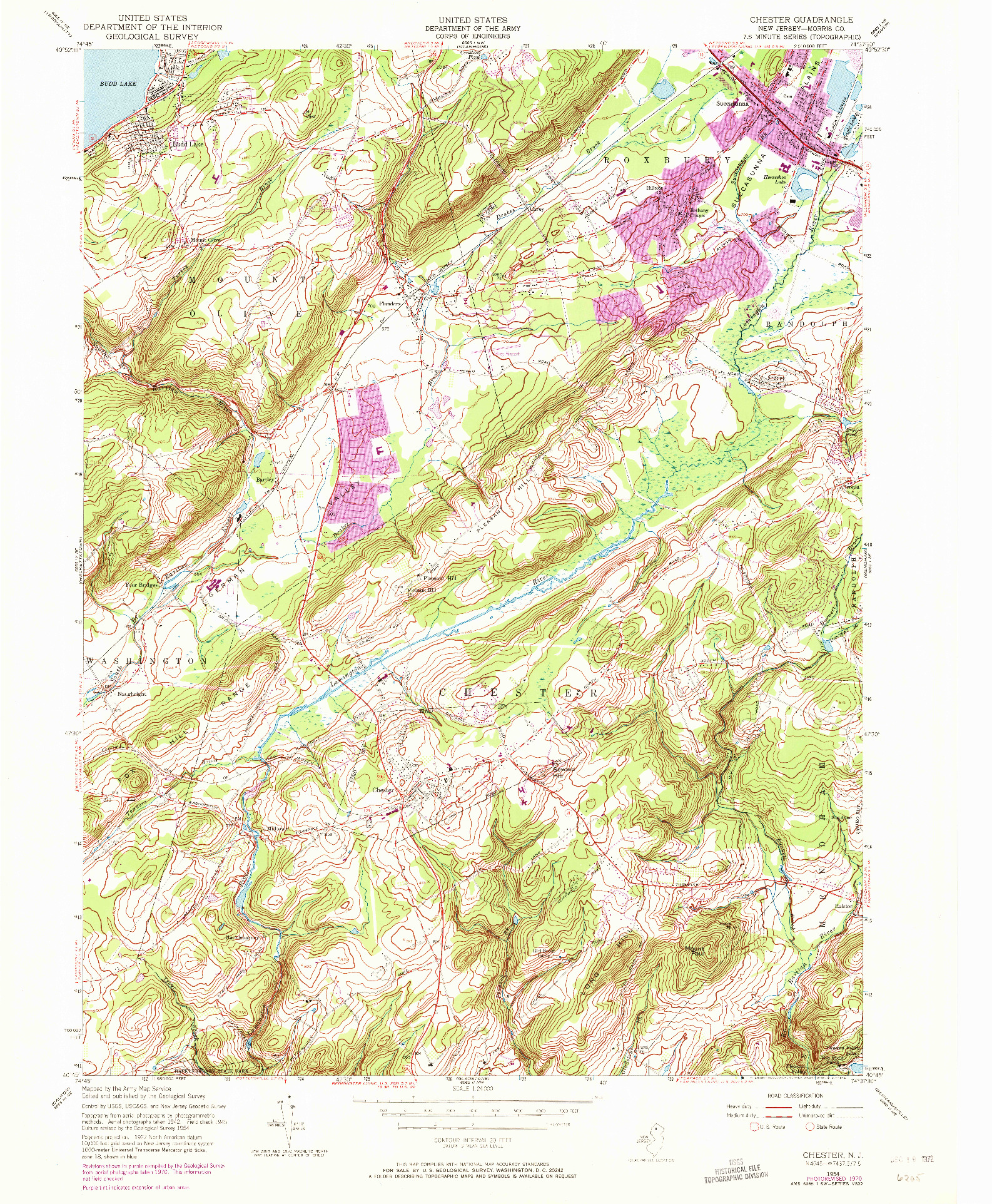 USGS 1:24000-SCALE QUADRANGLE FOR CHESTER, NJ 1954