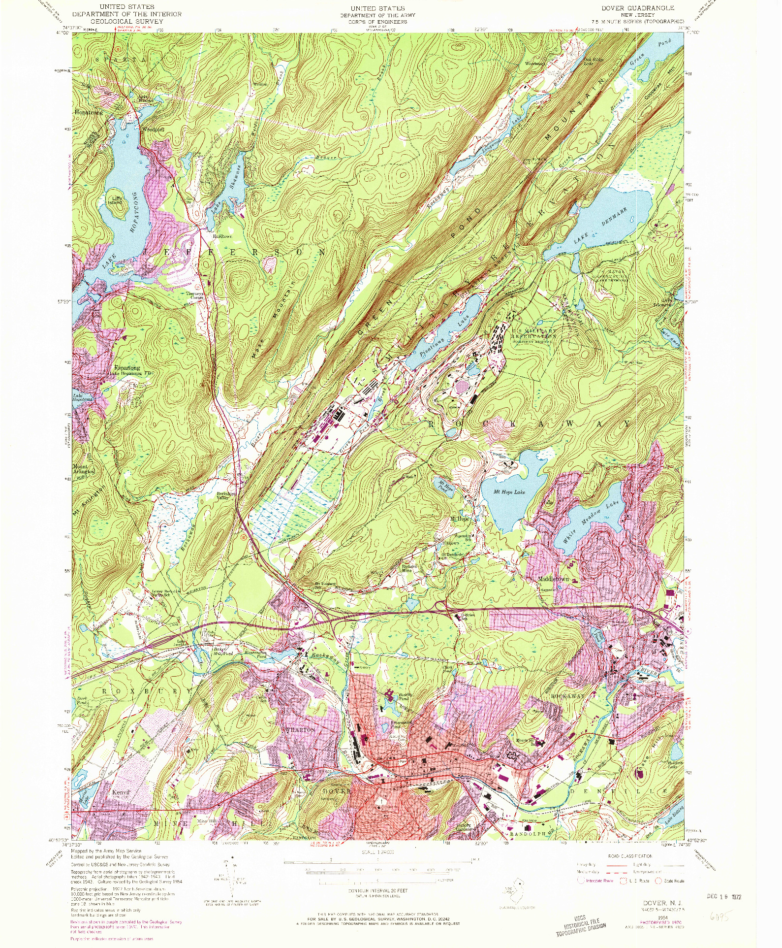 USGS 1:24000-SCALE QUADRANGLE FOR DOVER, NJ 1954