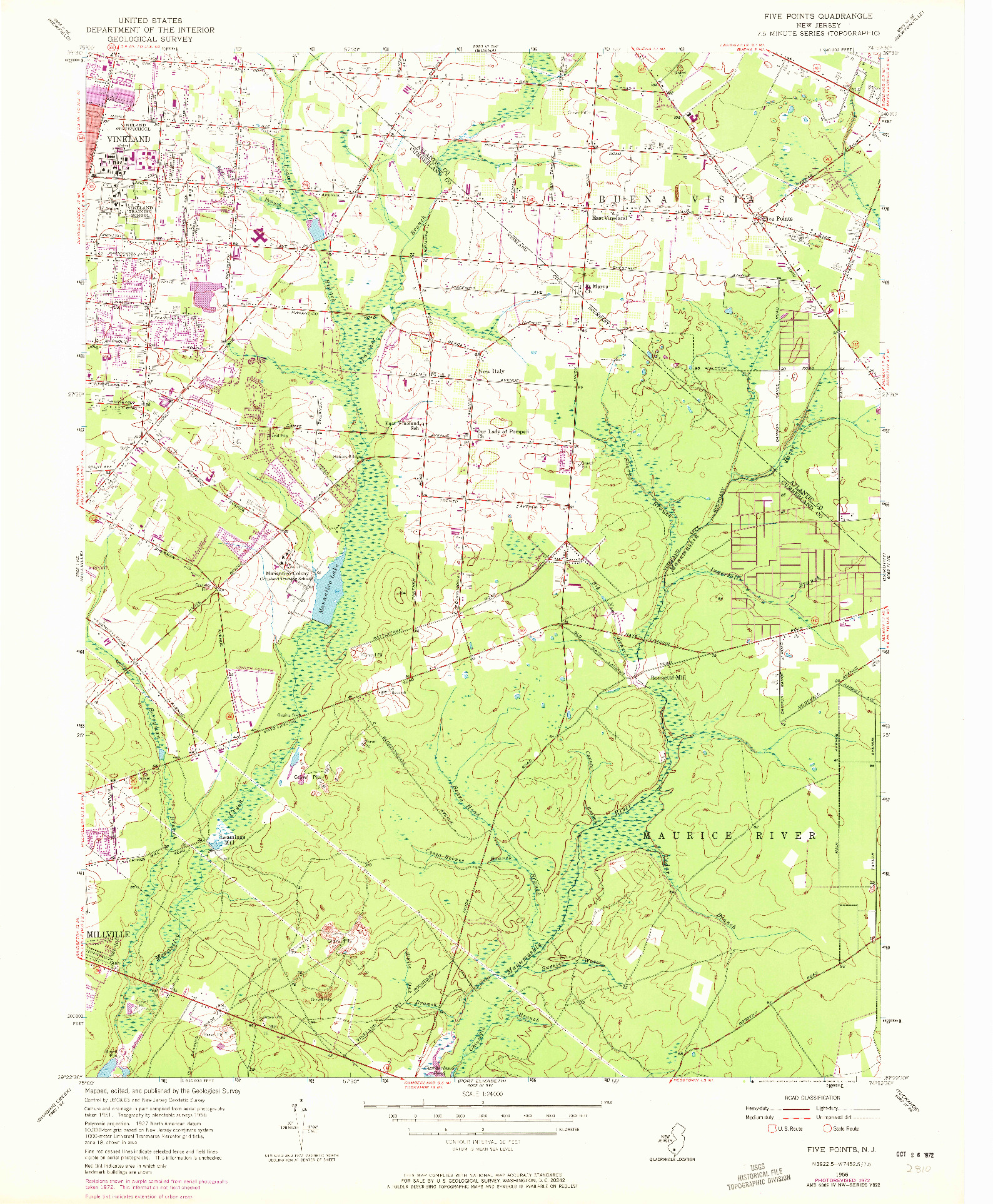 USGS 1:24000-SCALE QUADRANGLE FOR FIVE POINTS, NJ 1956