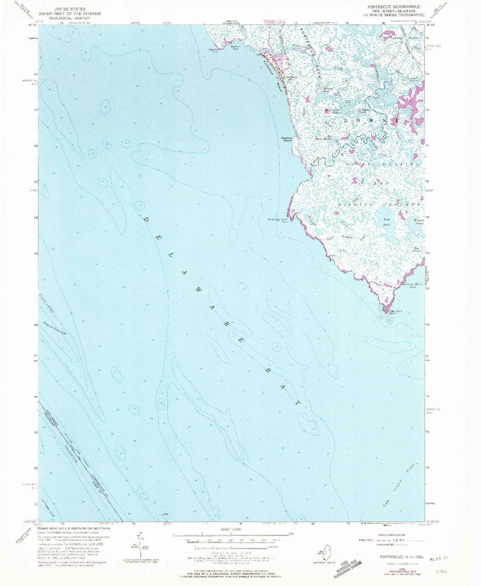 USGS 1:24000-SCALE QUADRANGLE FOR FORTESCUE, NJ 1956