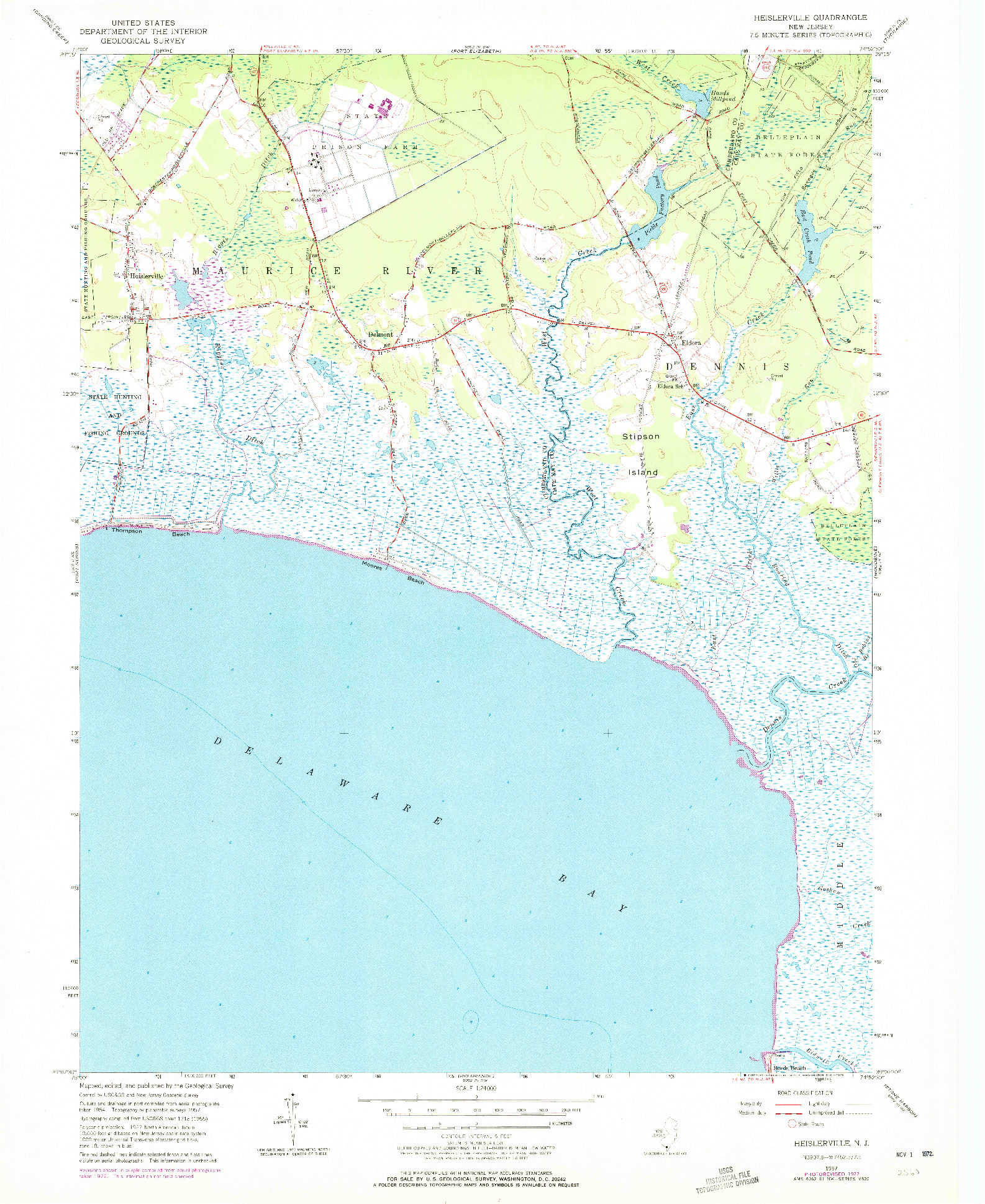 USGS 1:24000-SCALE QUADRANGLE FOR HEISLERVILLE, NJ 1957