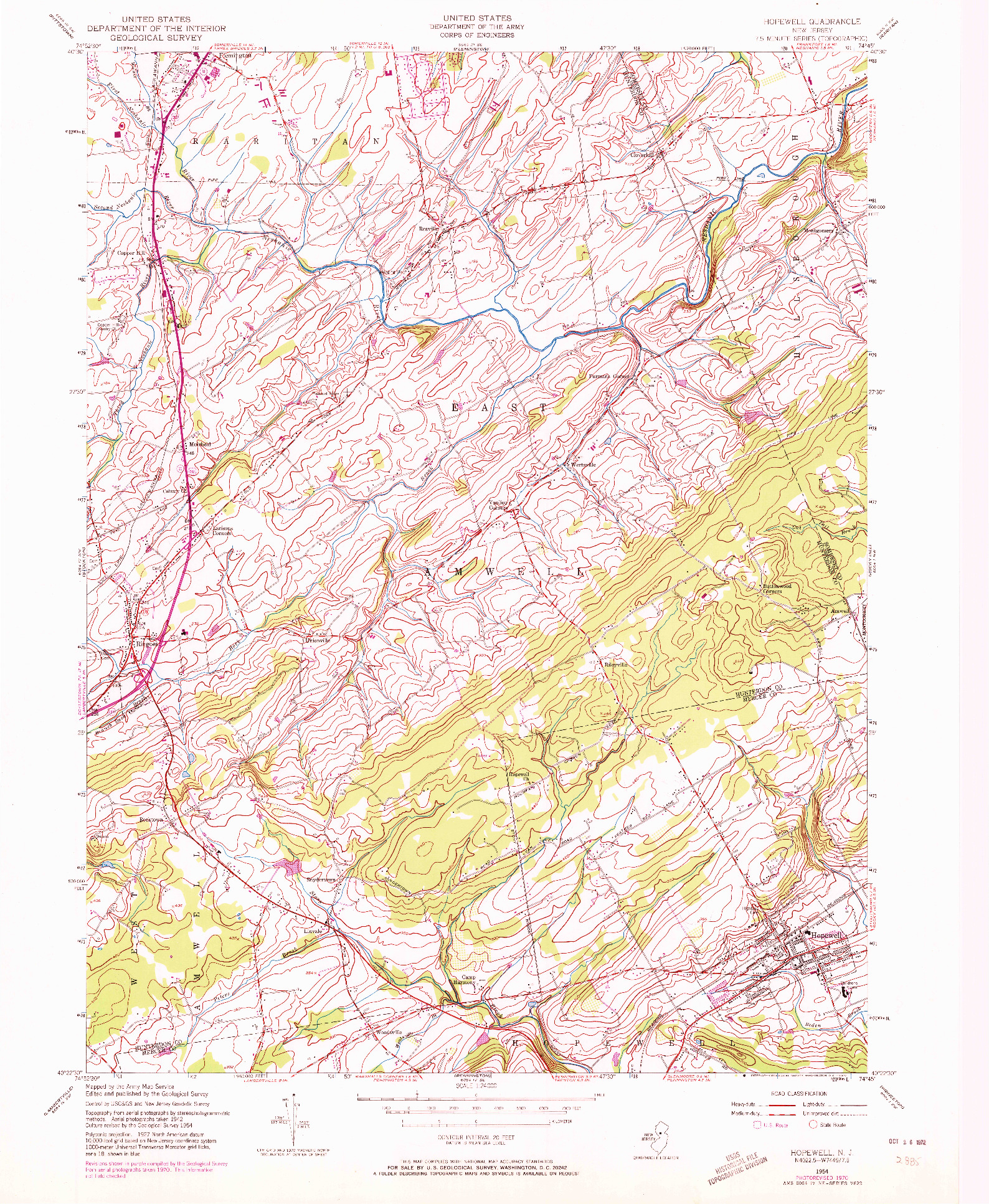 USGS 1:24000-SCALE QUADRANGLE FOR HOPEWELL, NJ 1954