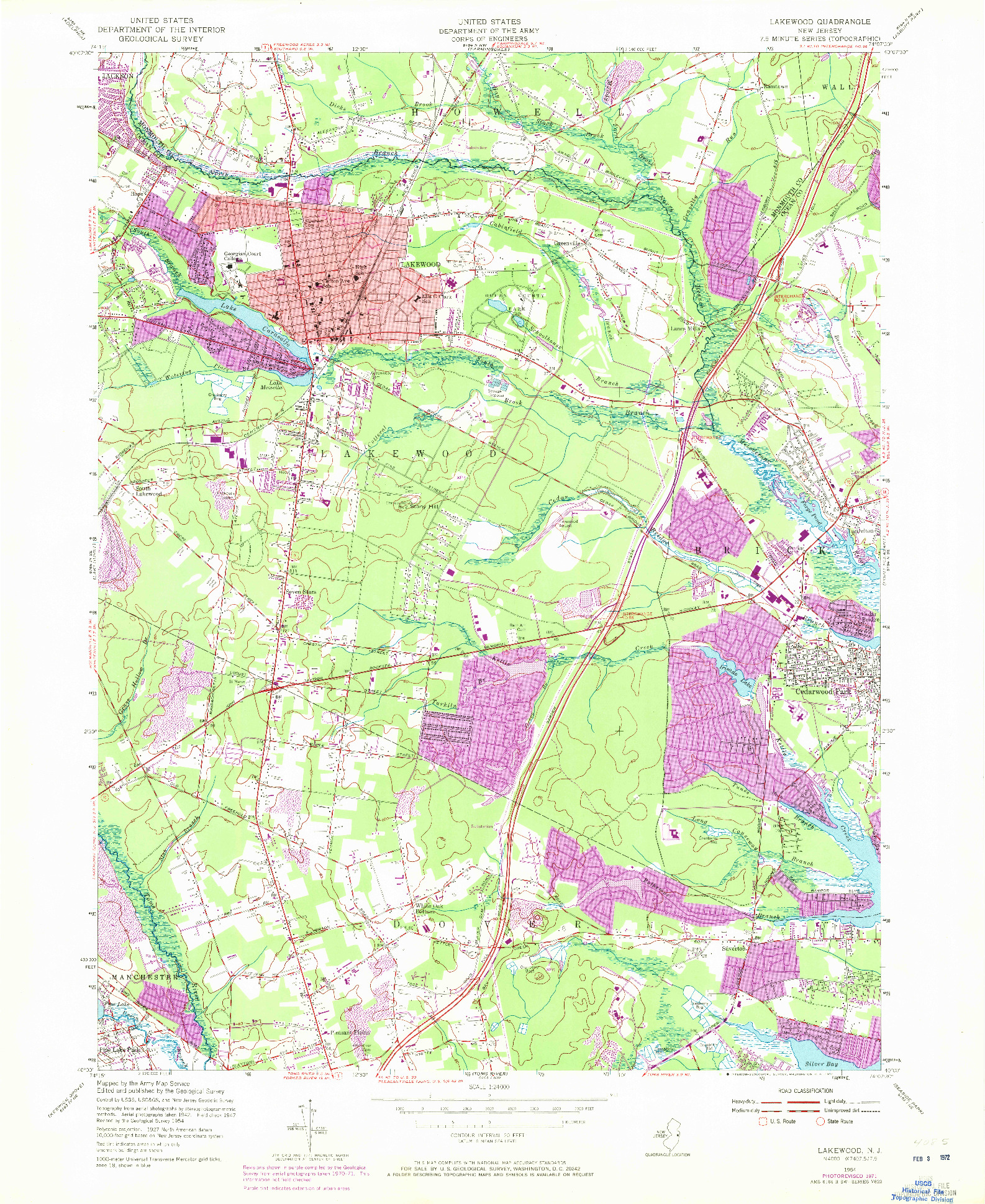 USGS 1:24000-SCALE QUADRANGLE FOR LAKEWOOD, NJ 1954