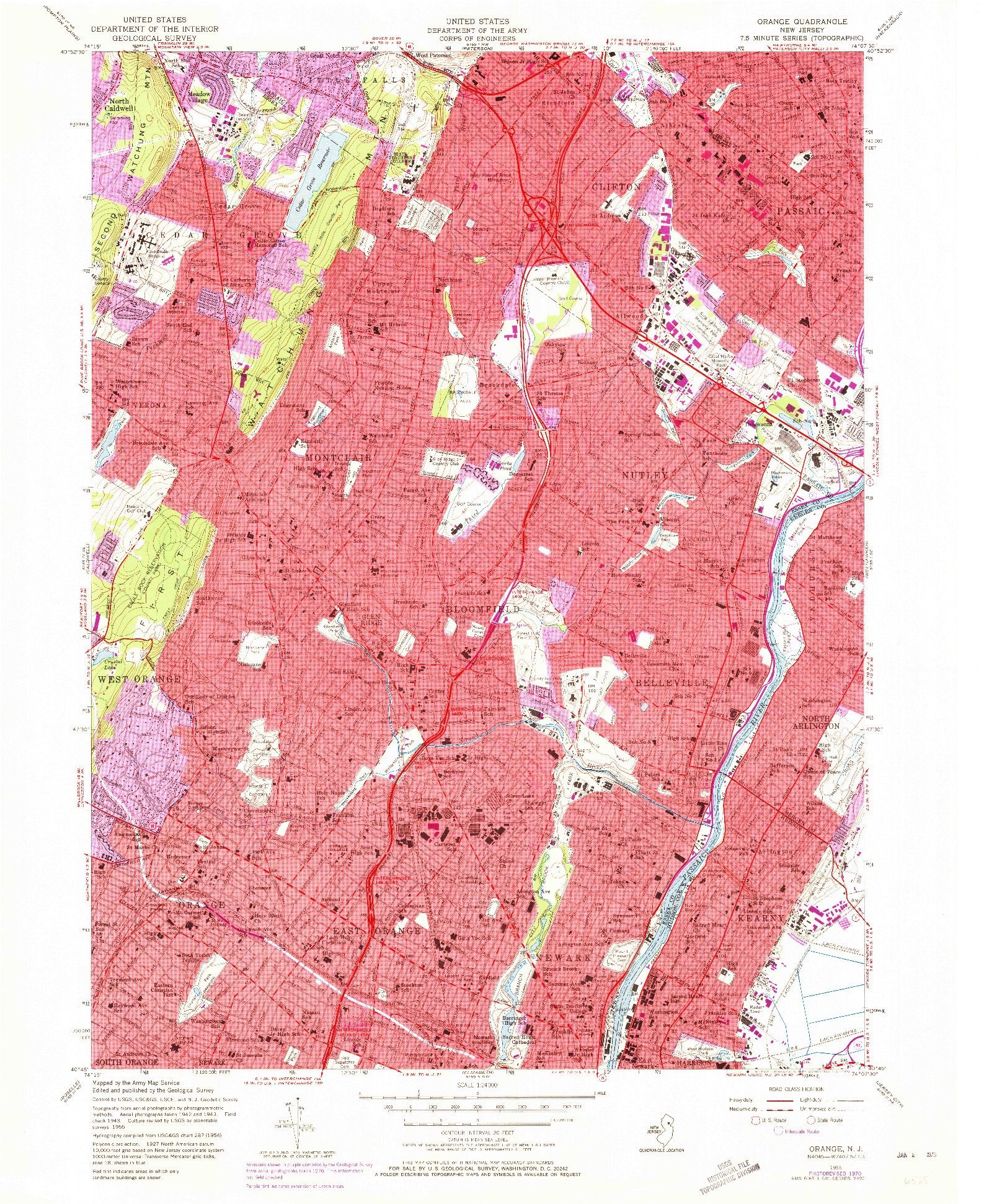 USGS 1:24000-SCALE QUADRANGLE FOR ORANGE, NJ 1955