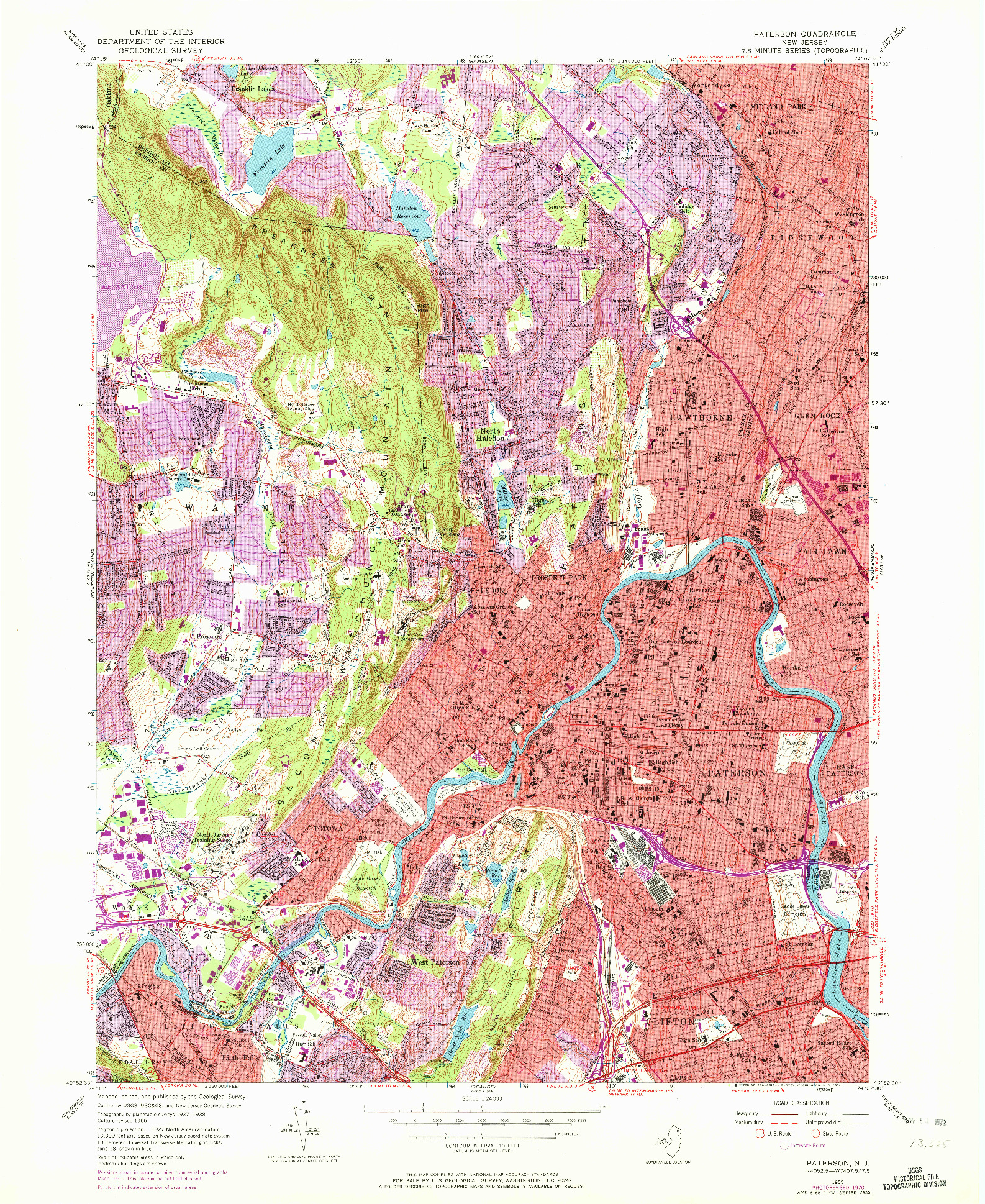 USGS 1:24000-SCALE QUADRANGLE FOR PATERSON, NJ 1955