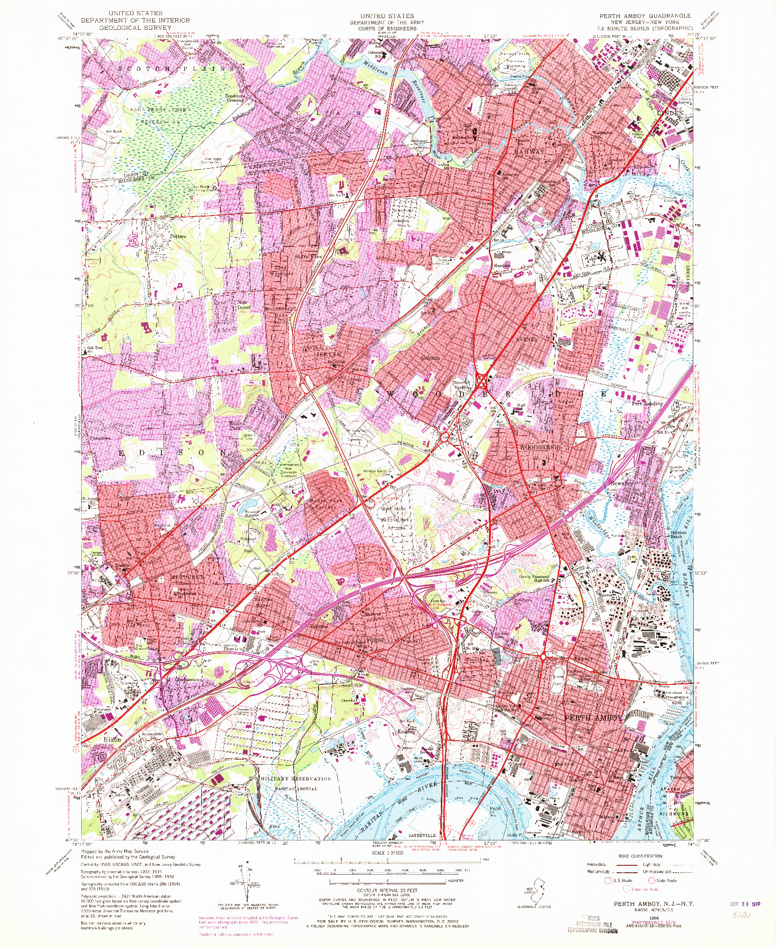 USGS 1:24000-SCALE QUADRANGLE FOR PERTH AMBOY, NJ 1956