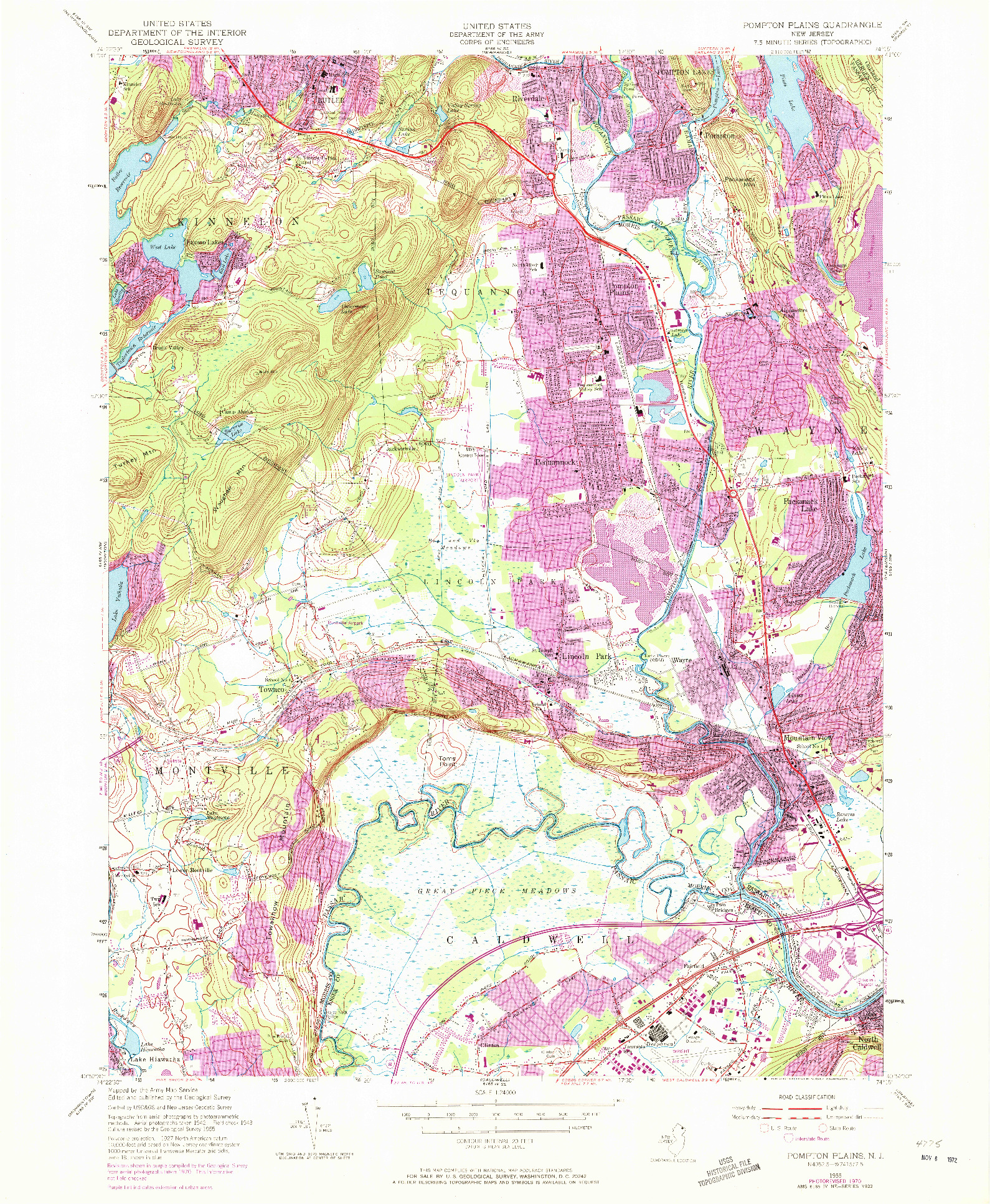 USGS 1:24000-SCALE QUADRANGLE FOR POMPTON PLAINS, NJ 1955