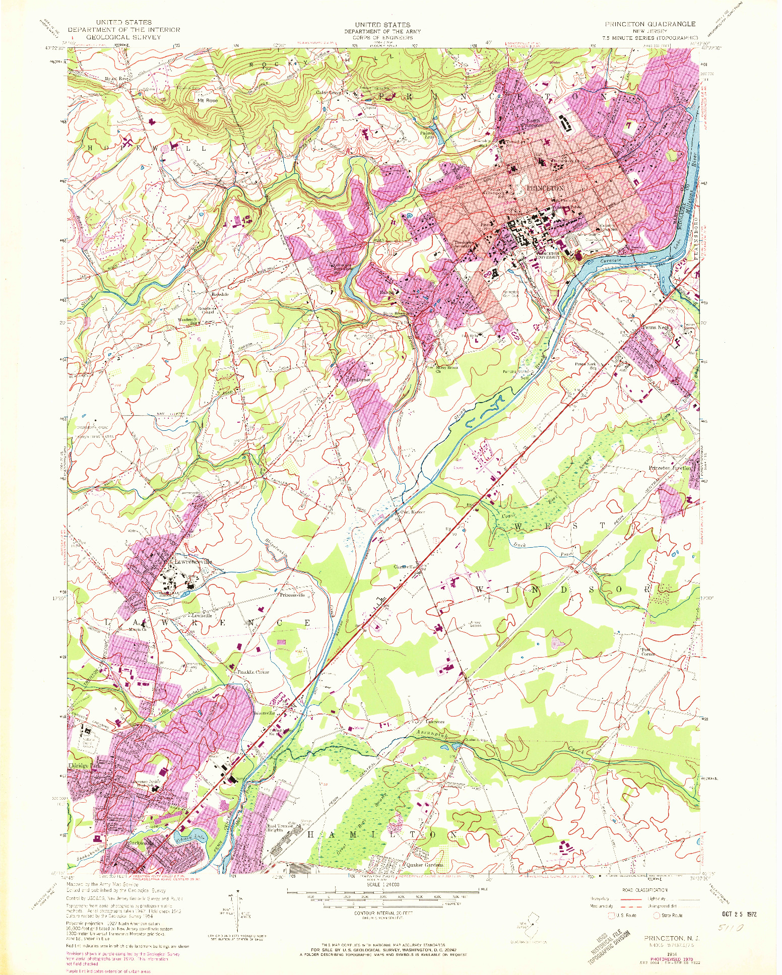 USGS 1:24000-SCALE QUADRANGLE FOR PRINCETON, NJ 1954
