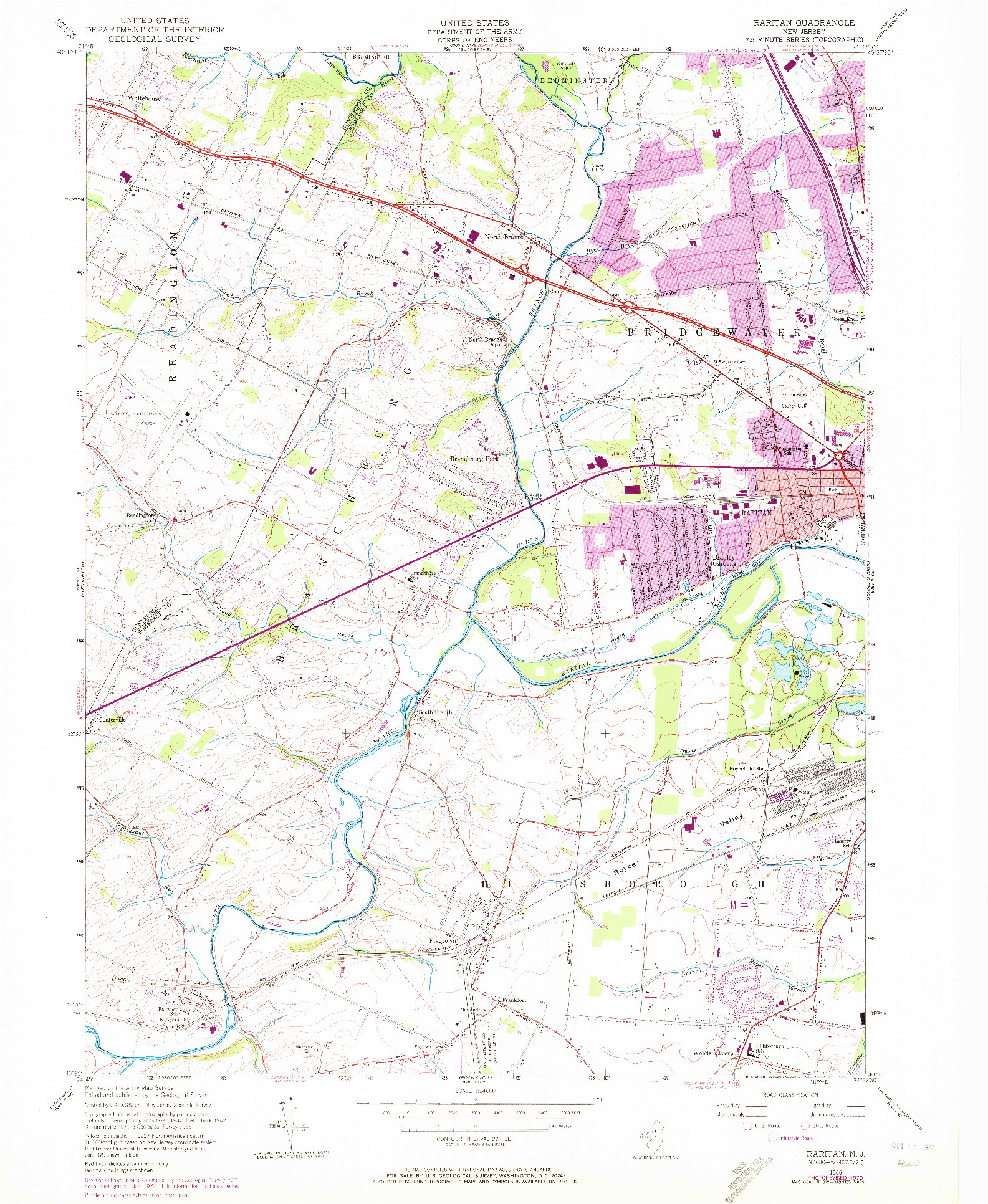 USGS 1:24000-SCALE QUADRANGLE FOR RARITAN, NJ 1955