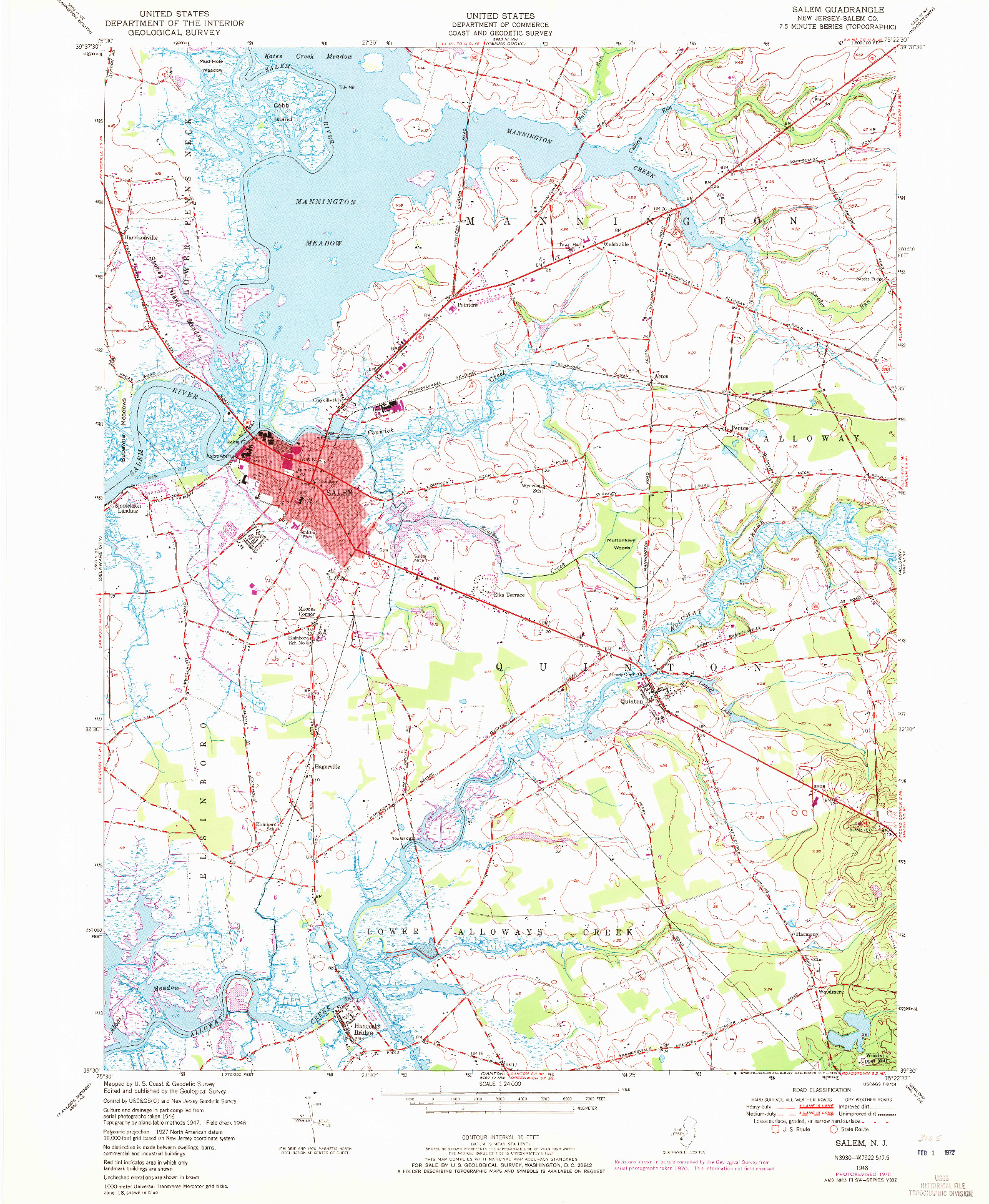 USGS 1:24000-SCALE QUADRANGLE FOR SALEM, NJ 1948