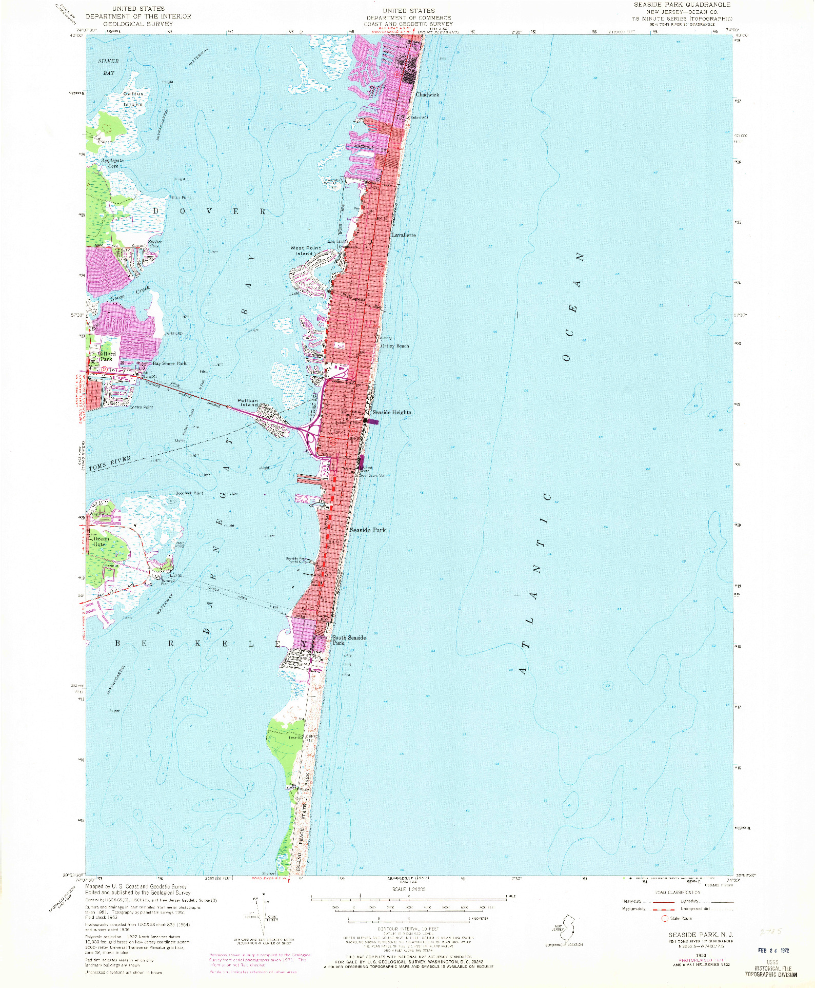 USGS 1:24000-SCALE QUADRANGLE FOR SEASIDE PARK, NJ 1953