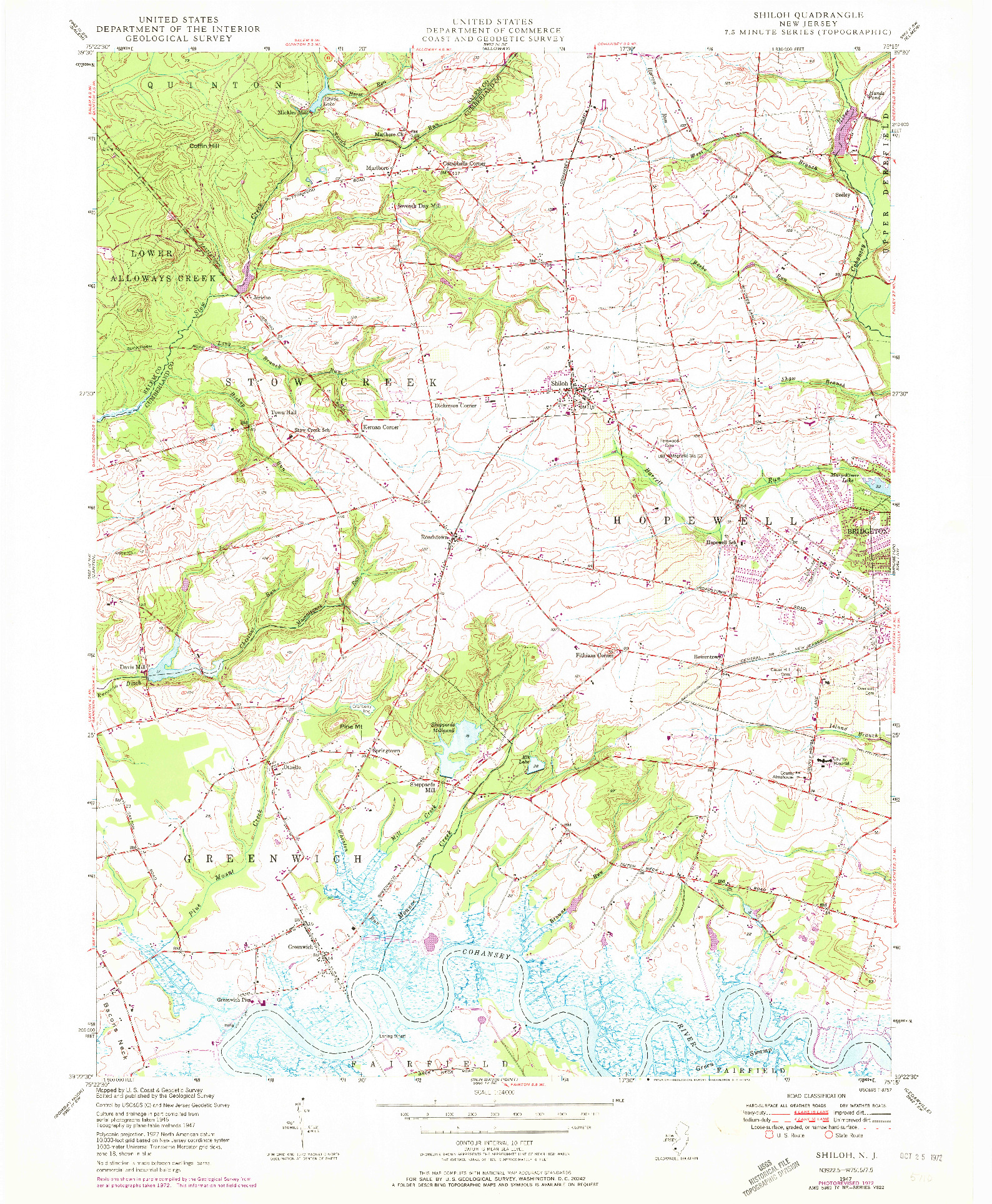 USGS 1:24000-SCALE QUADRANGLE FOR SHILOH, NJ 1947
