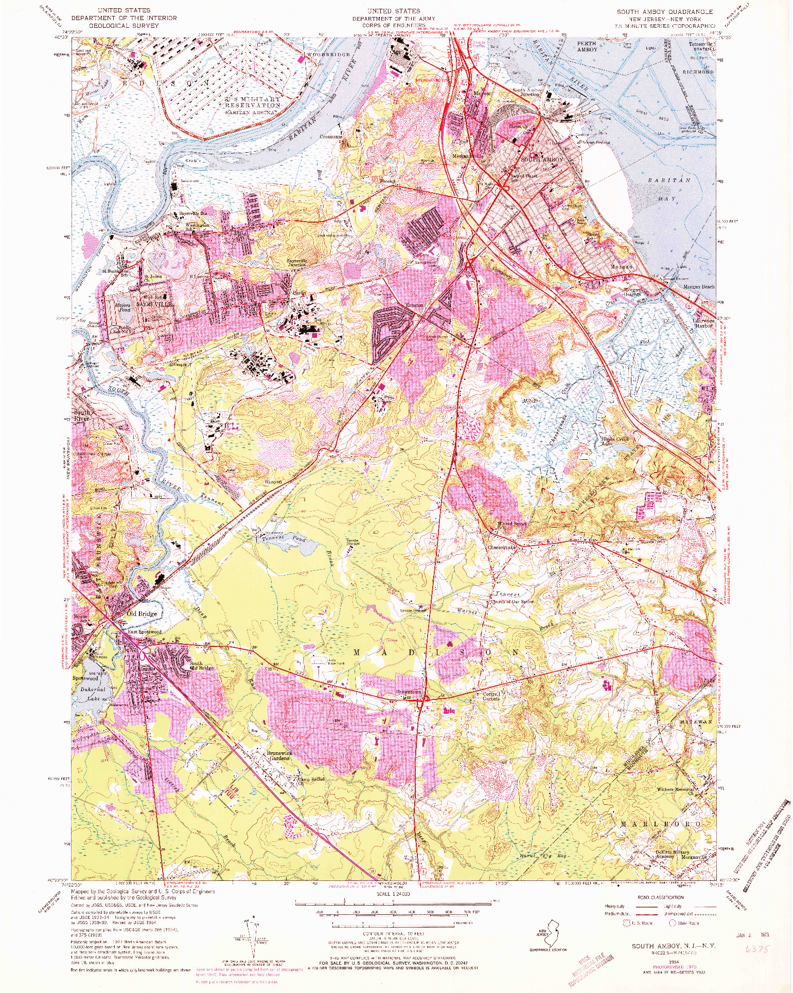 USGS 1:24000-SCALE QUADRANGLE FOR SOUTH AMBOY, NJ 1954