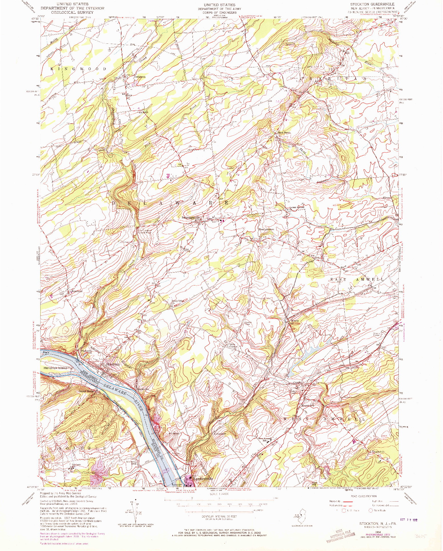 USGS 1:24000-SCALE QUADRANGLE FOR STOCKTON, NJ 1954