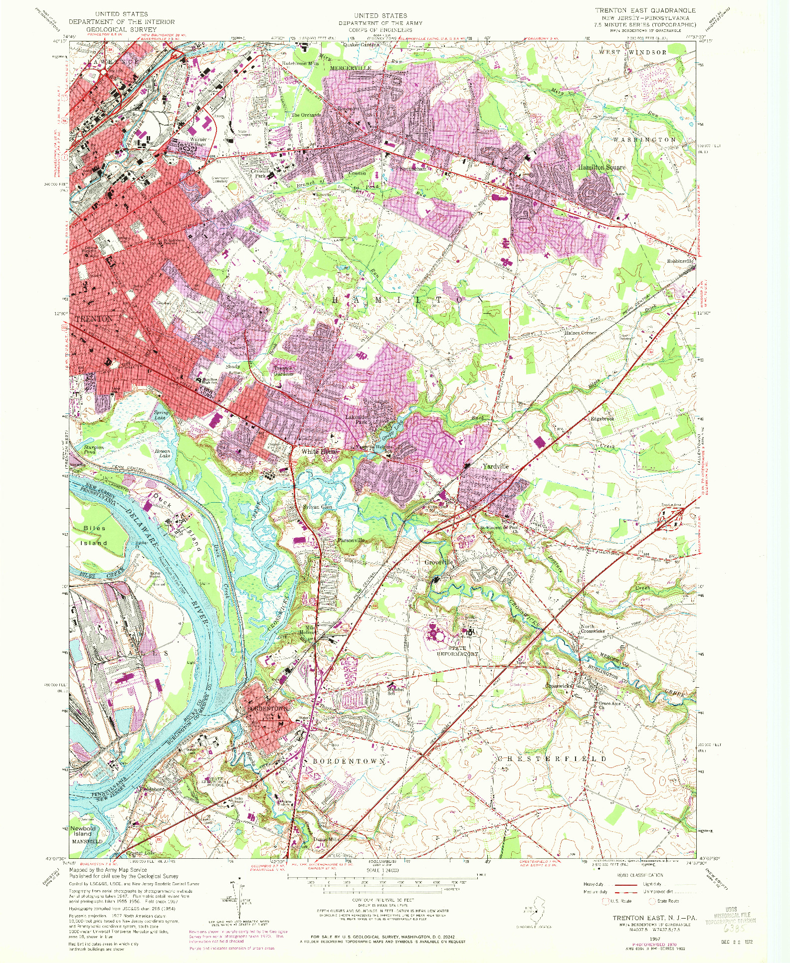 USGS 1:24000-SCALE QUADRANGLE FOR TRENTON EAST, NJ 1957