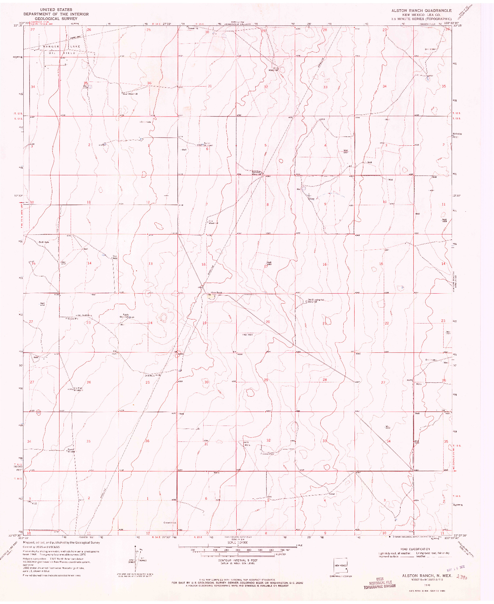 USGS 1:24000-SCALE QUADRANGLE FOR ALSTON RANCH, NM 1970