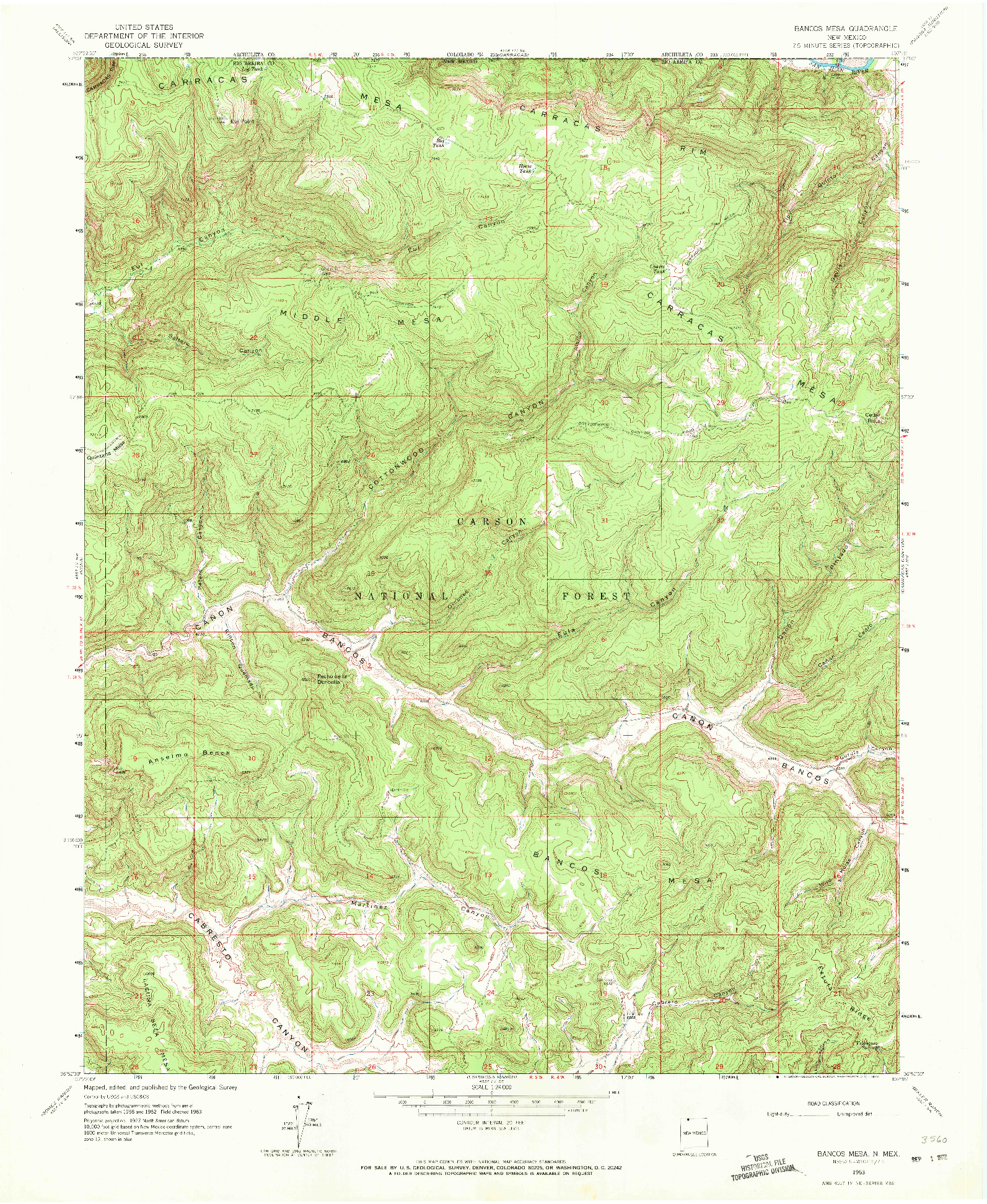 USGS 1:24000-SCALE QUADRANGLE FOR BANCOS MESA, NM 1963