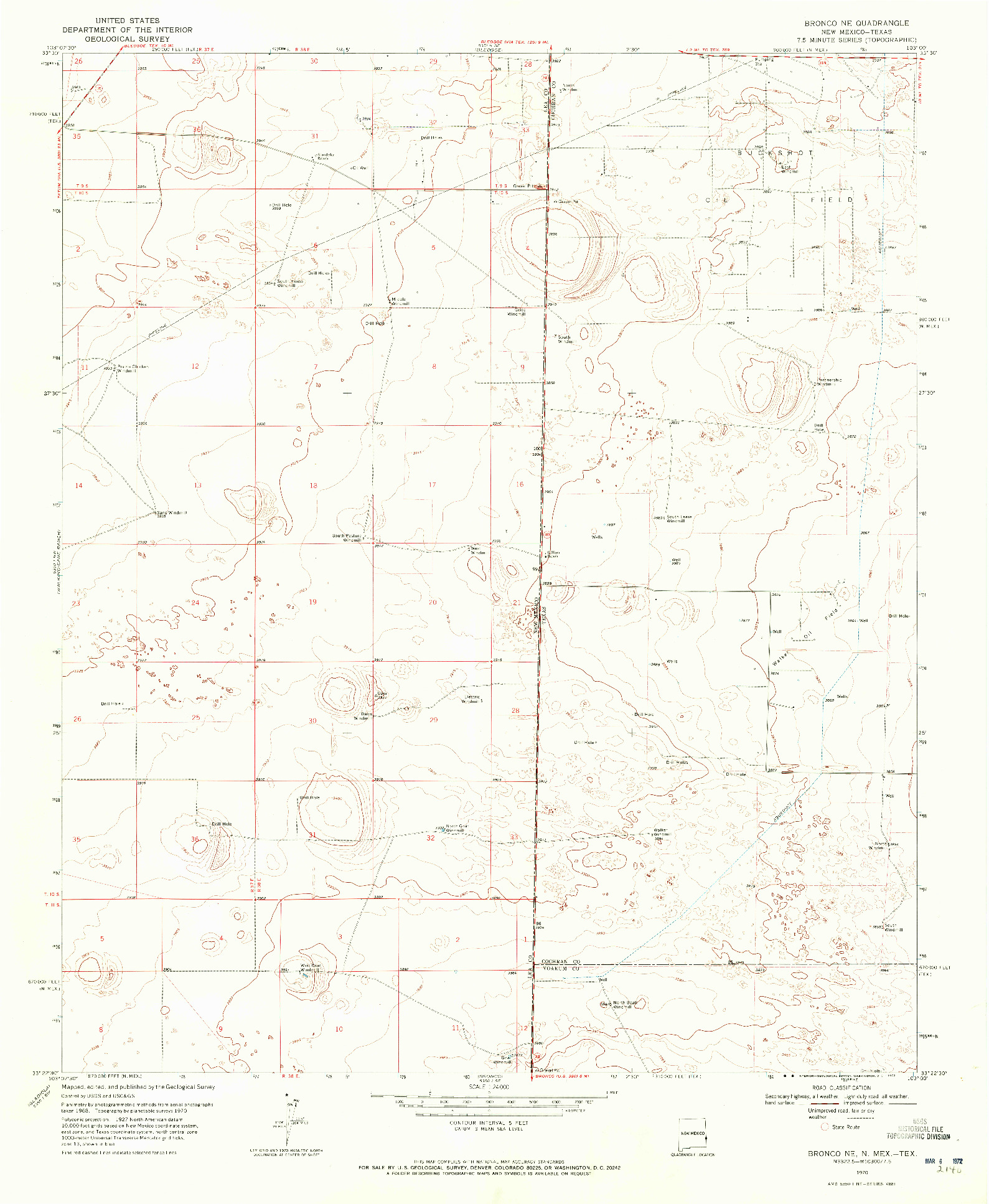 USGS 1:24000-SCALE QUADRANGLE FOR BRONCO NE, NM 1970