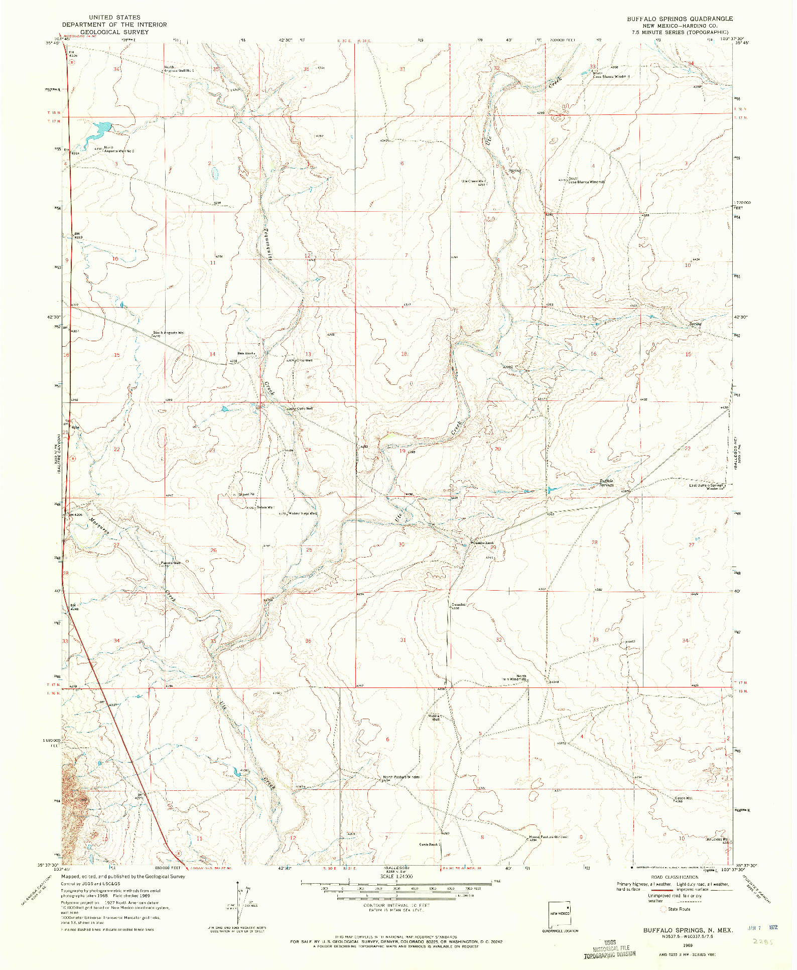 USGS 1:24000-SCALE QUADRANGLE FOR BUFFALO SPRINGS, NM 1969