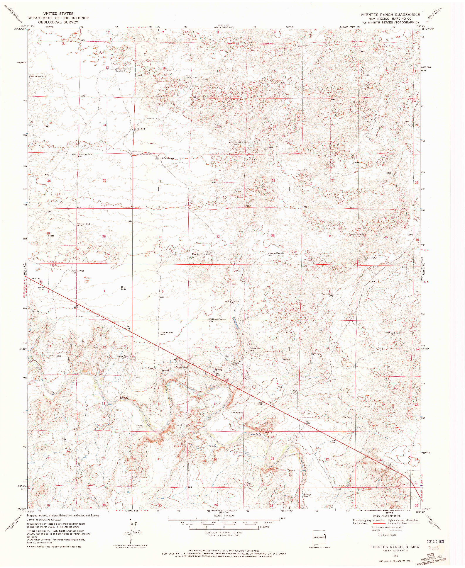 USGS 1:24000-SCALE QUADRANGLE FOR FUENTES RANCH, NM 1969