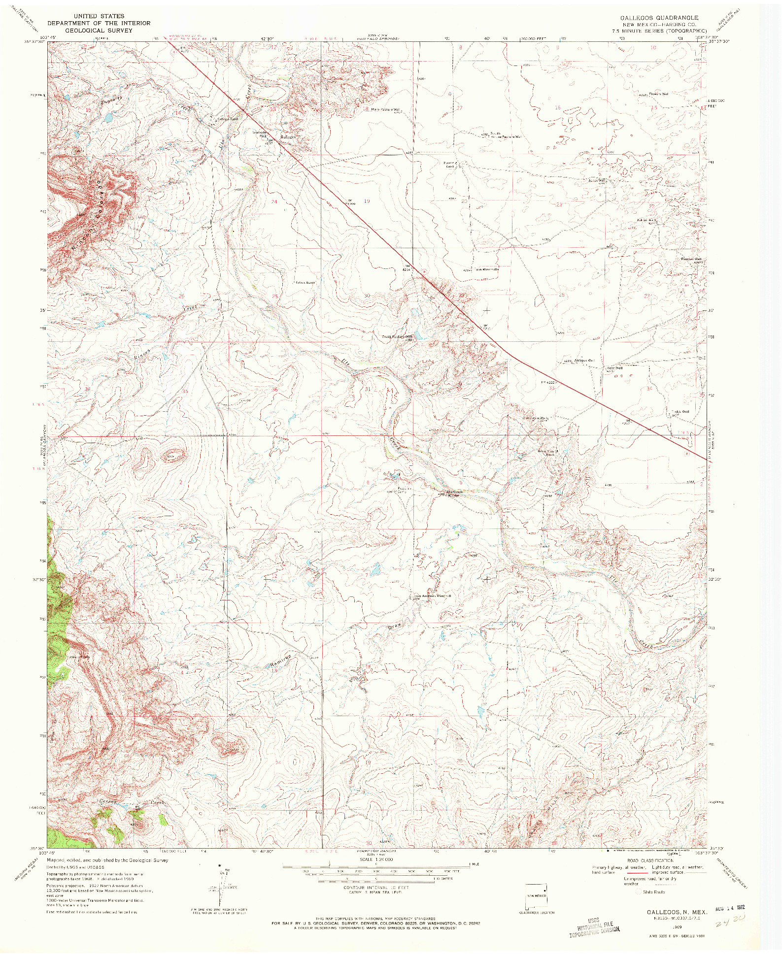USGS 1:24000-SCALE QUADRANGLE FOR GALLEGOS, NM 1969