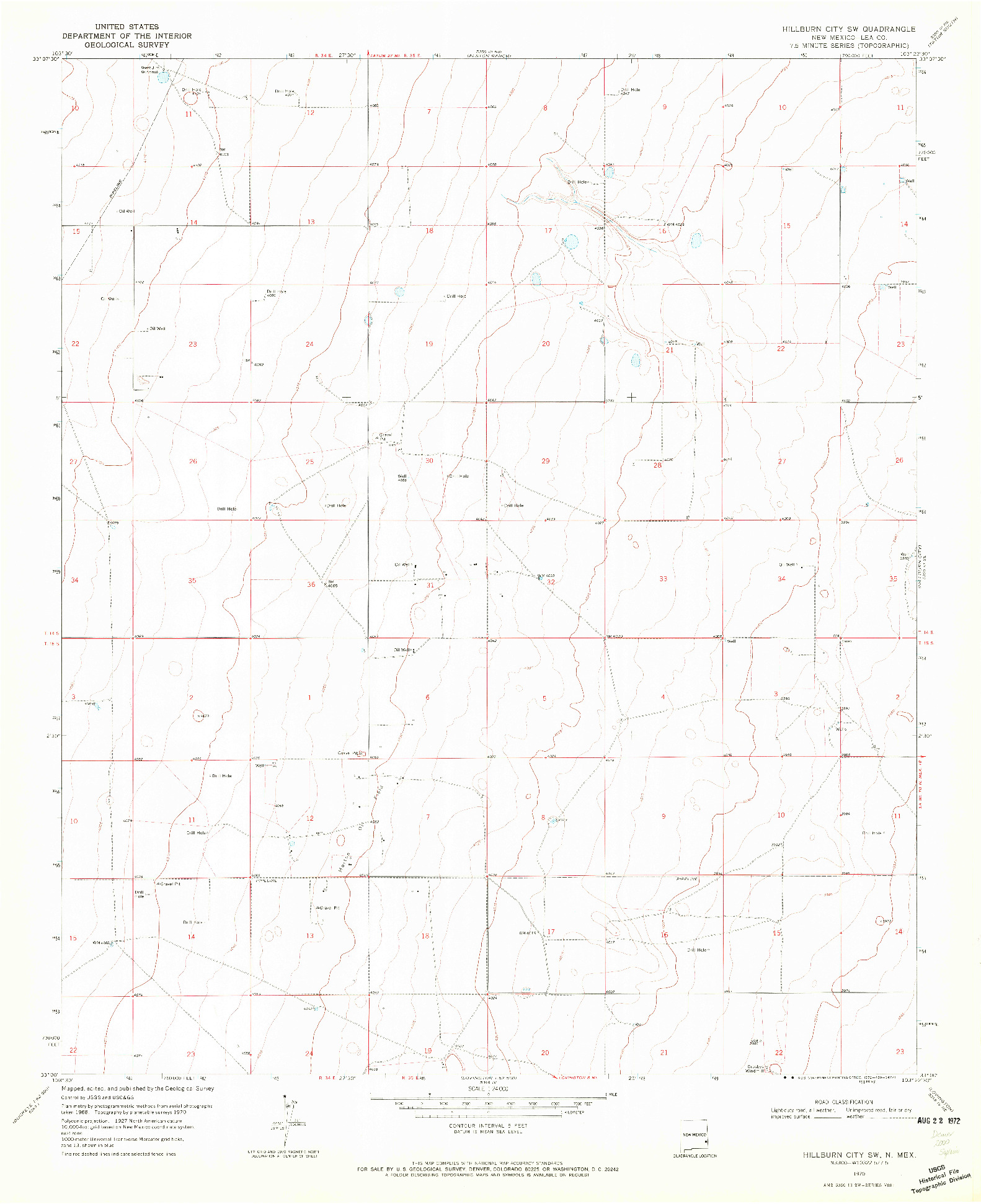 USGS 1:24000-SCALE QUADRANGLE FOR HILLBURN CITY, NM 1970