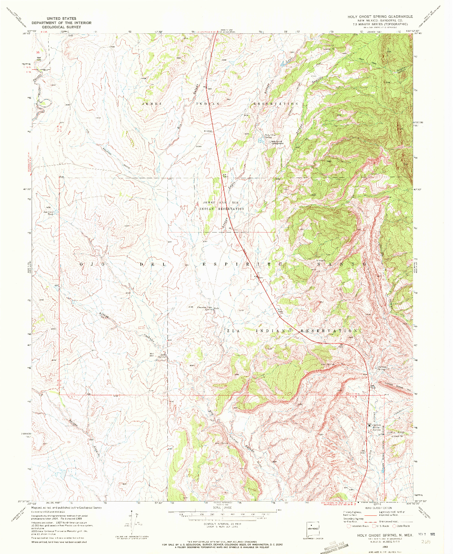 USGS 1:24000-SCALE QUADRANGLE FOR HOLY GHOST SPRING, NM 1969