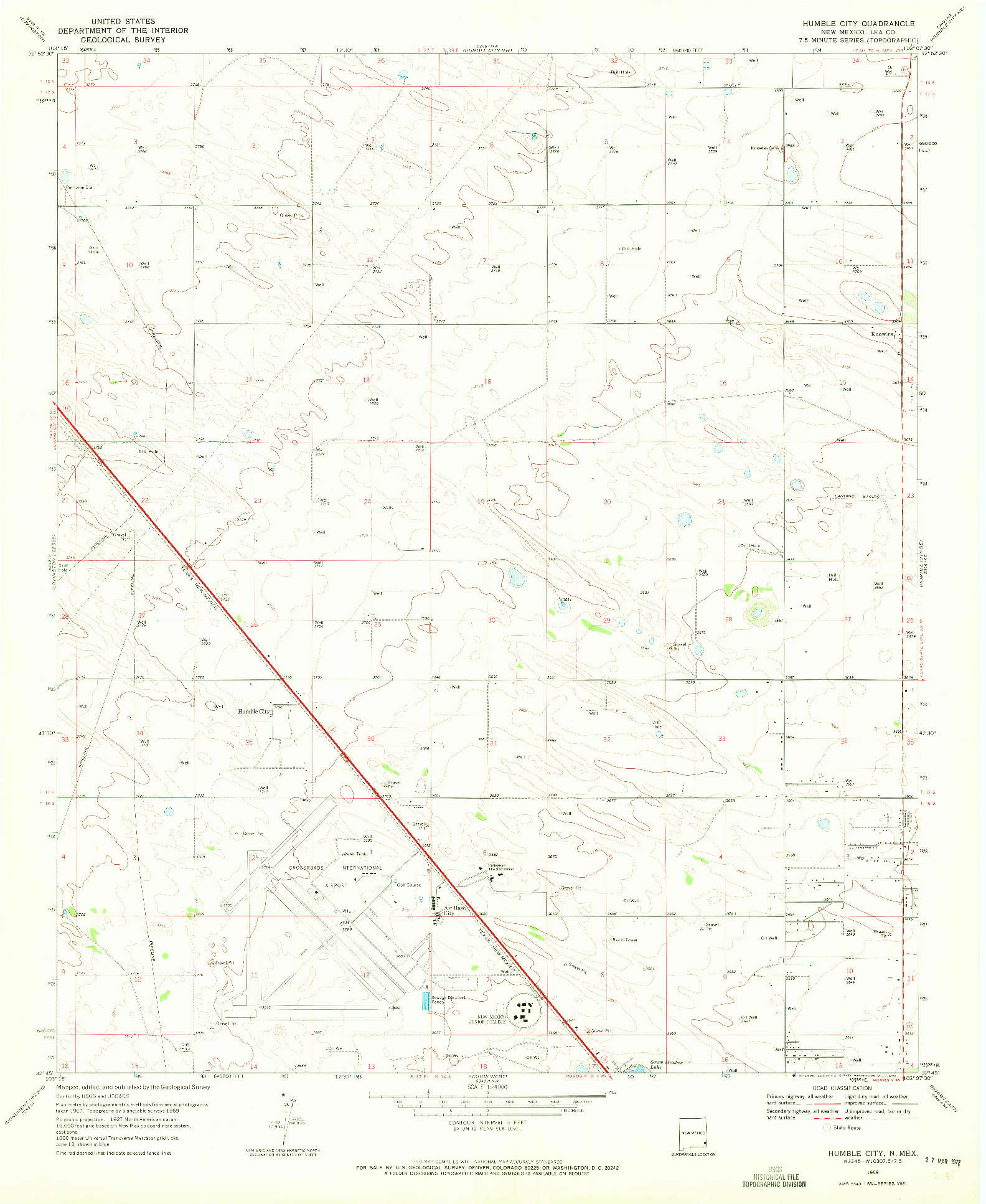 USGS 1:24000-SCALE QUADRANGLE FOR HUMBLE CITY, NM 1969