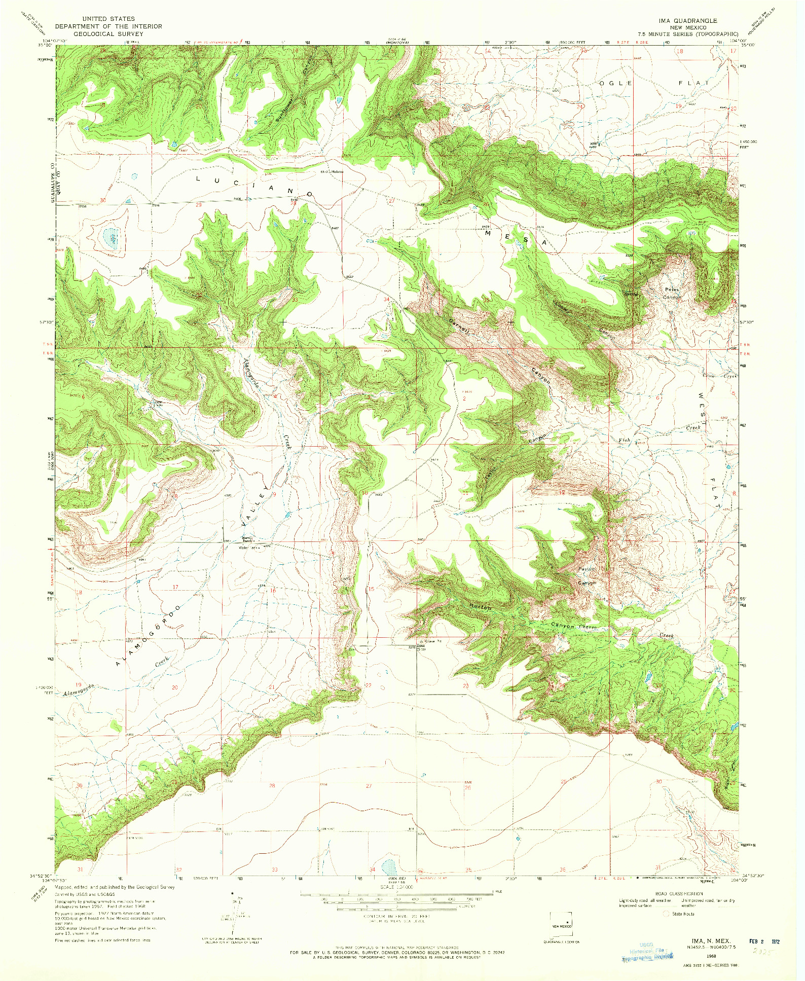 USGS 1:24000-SCALE QUADRANGLE FOR IMA, NM 1968