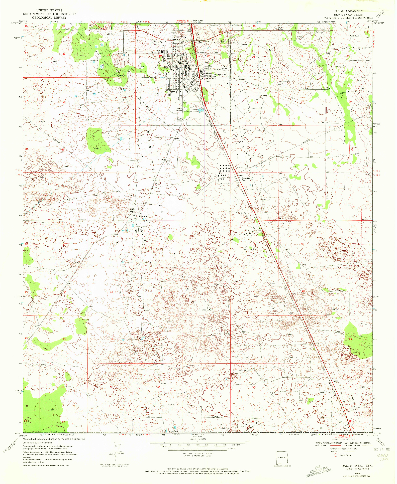 USGS 1:24000-SCALE QUADRANGLE FOR JAL, NM 1969
