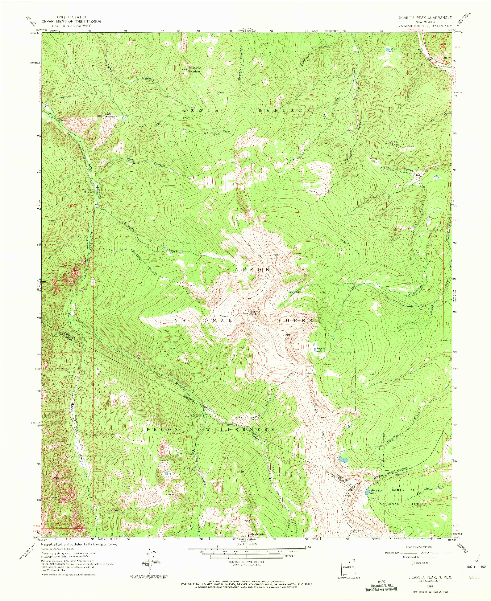 USGS 1:24000-SCALE QUADRANGLE FOR JICARITA PEAK, NM 1964