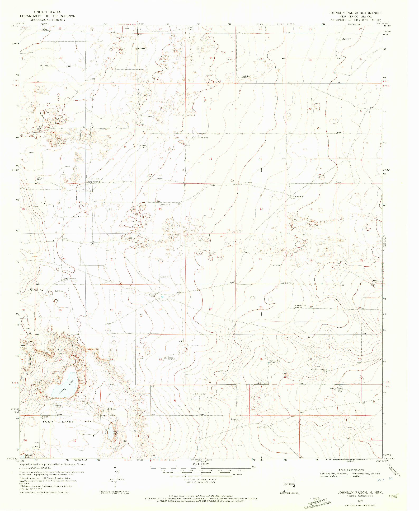 USGS 1:24000-SCALE QUADRANGLE FOR JOHNSON RANCH, NM 1970